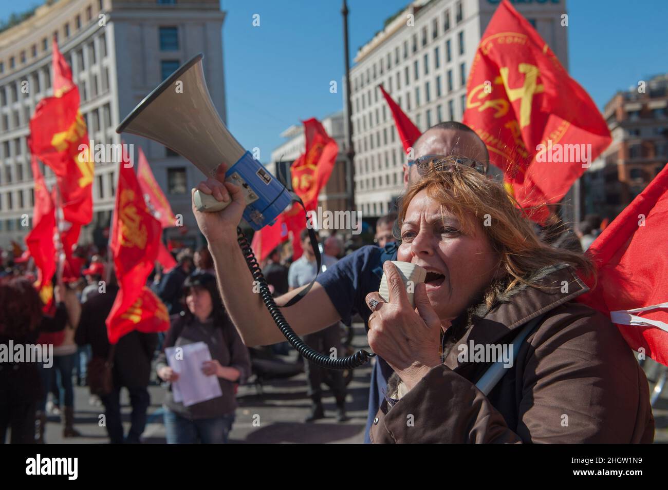 Rome, Italy 28/03/2015: National demonstration called by FIOM CGIL against the Jobs Act low. © Andrea Sabbadini Stock Photo