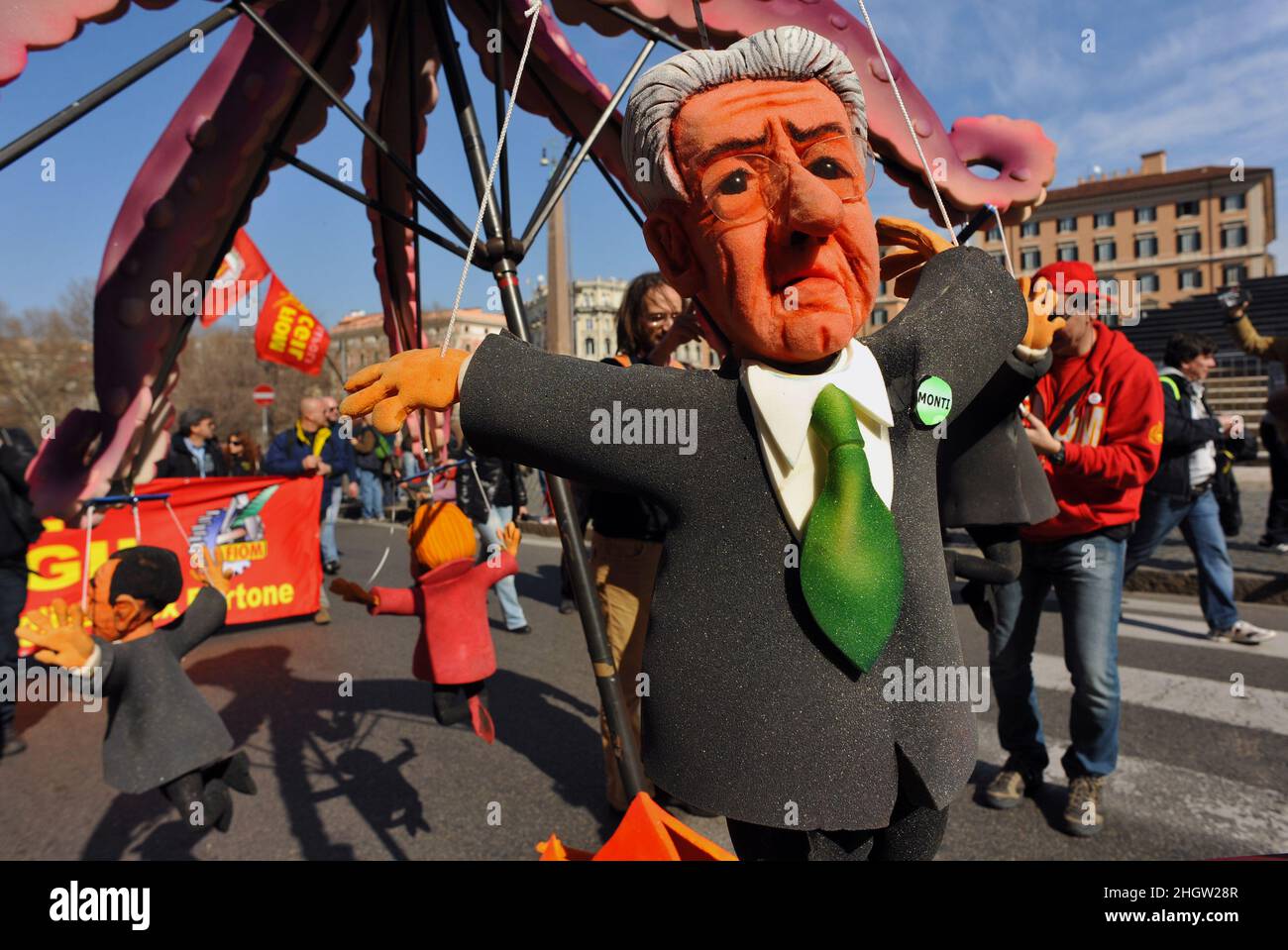 Rome, Italy 09/03/2012: General strike, FIOM CGIL steelworkers protest. ©Andrea Sabbadini Stock Photo