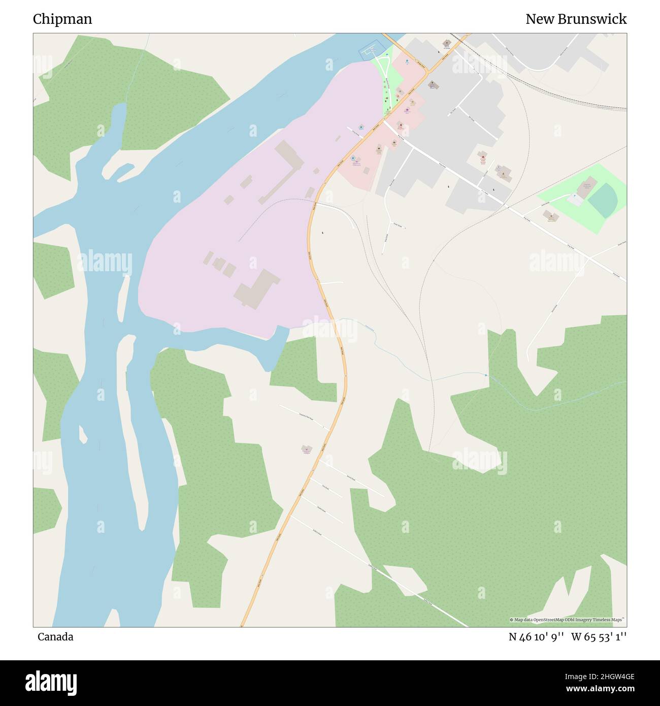 Chipman, Canada, New Brunswick, N 46 10' 9'', W 65 53' 1'', map