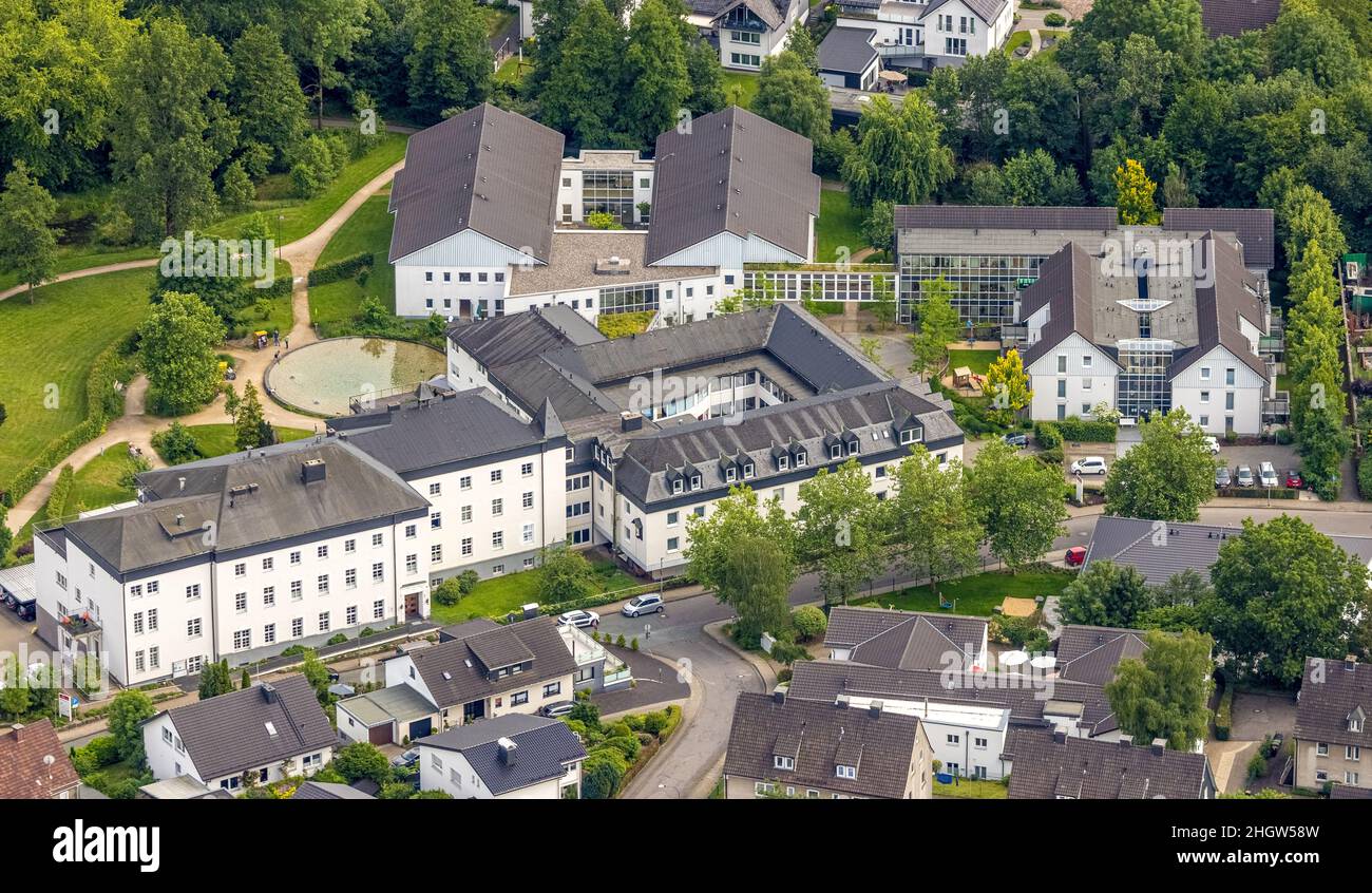Aerial view, Seniorenzentrum St. Gerhardus, Drolshagen, Sauerland, North Rhine-Westphalia, Germany, retirement home, nursing home, care and nursing, D Stock Photo