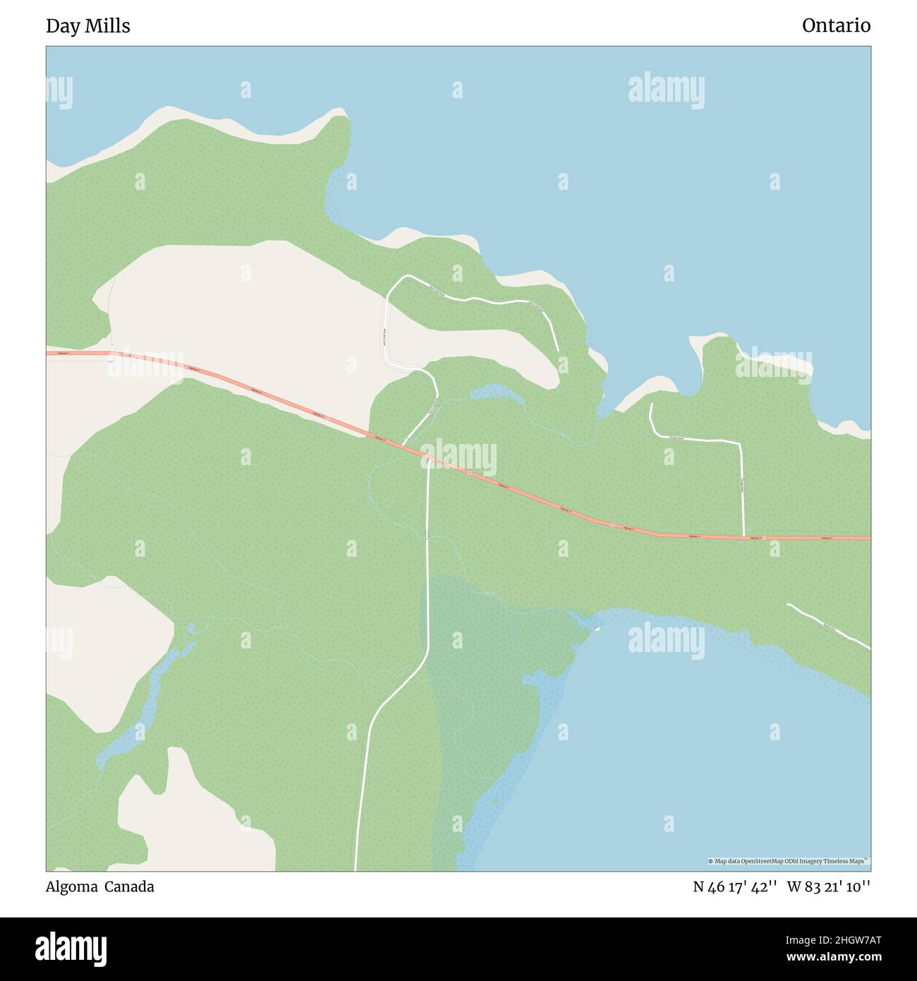 Day Mills, Algoma, Canada, Ontario, N 46 17' 42'', W 83 21' 10'', map