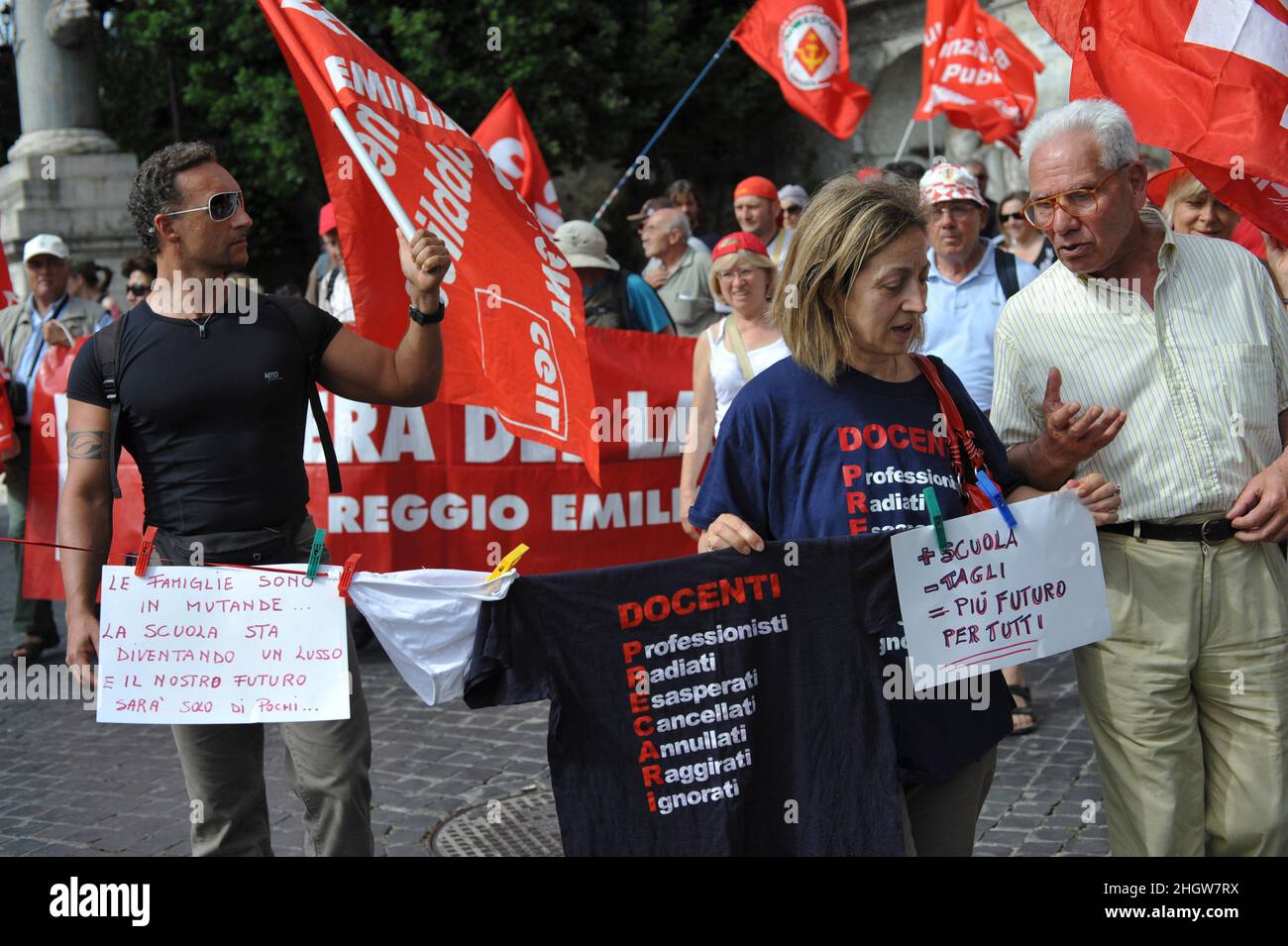 Rome, Italy 12/06/2010: CGIL trade union demonstration against the Berlusconi government's financial bill. © Andrea Sabbadini Stock Photo