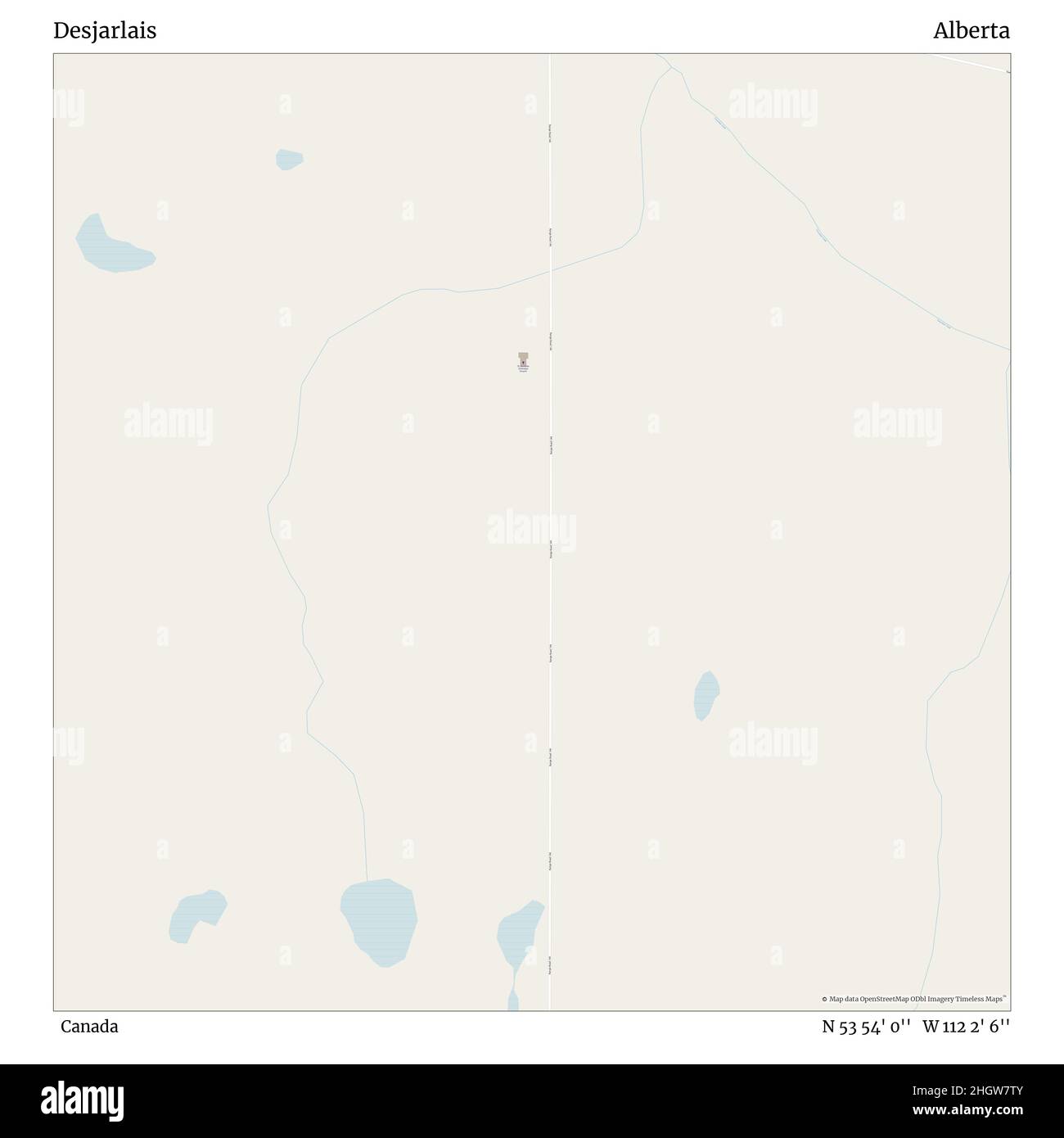 Desjarlais, Canada, Alberta, N 53 54' 0'', W 112 2' 6'', map, Timeless Map published in 2021. Travelers, explorers and adventurers like Florence Nightingale, David Livingstone, Ernest Shackleton, Lewis and Clark and Sherlock Holmes relied on maps to plan travels to the world's most remote corners, Timeless Maps is mapping most locations on the globe, showing the achievement of great dreams Stock Photo