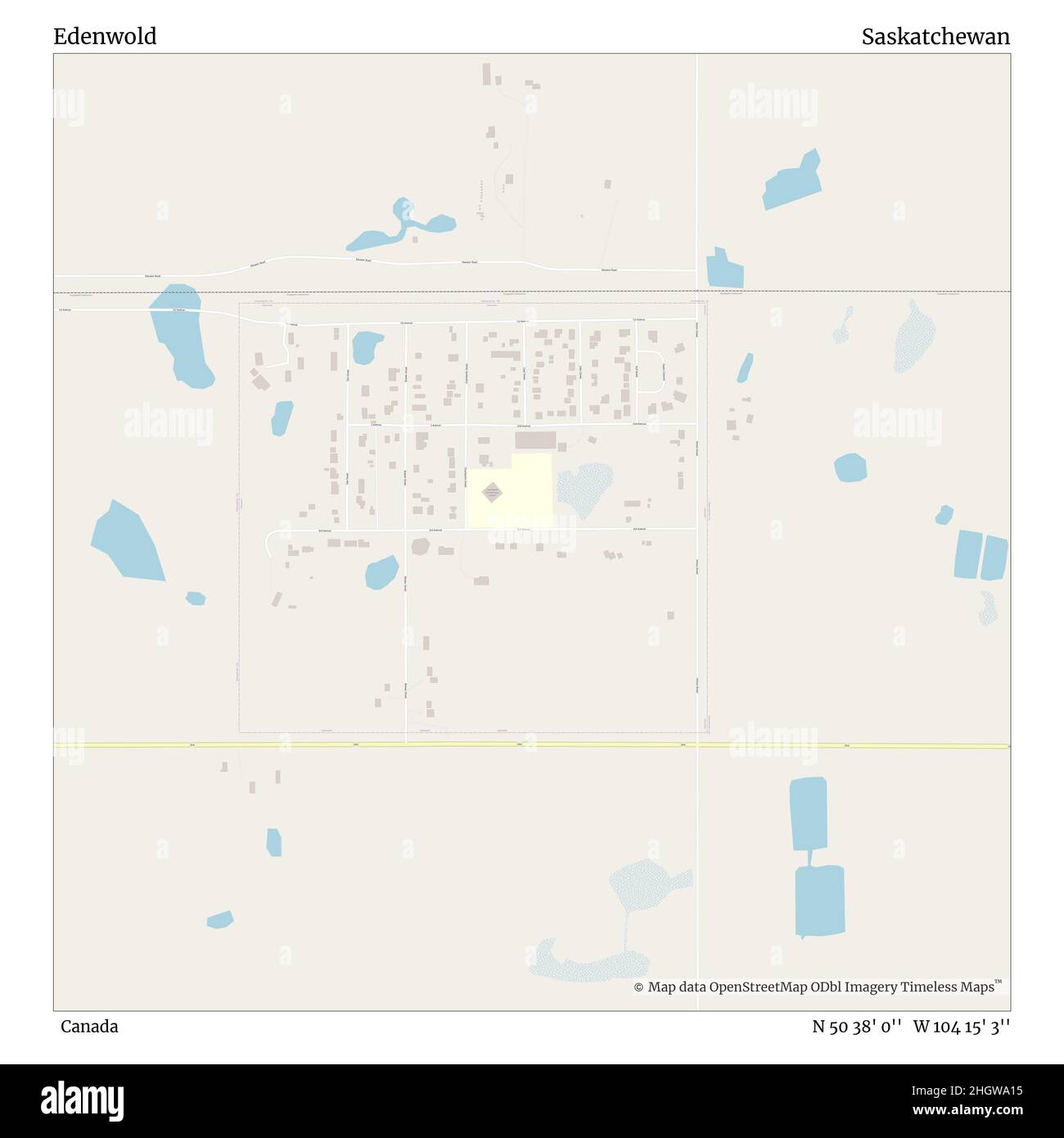 Edenwold, Canada, Saskatchewan, N 50 38' 0'', W 104 15' 3'', map, Timeless Map published in 2021. Travelers, explorers and adventurers like Florence Nightingale, David Livingstone, Ernest Shackleton, Lewis and Clark and Sherlock Holmes relied on maps to plan travels to the world's most remote corners, Timeless Maps is mapping most locations on the globe, showing the achievement of great dreams Stock Photo