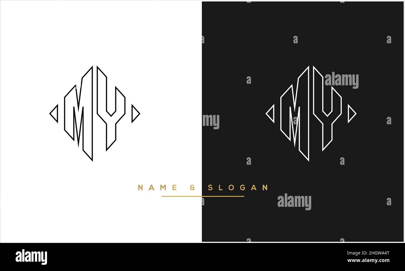 MY, YM Abstract Letters Logo monogram Stock Vector