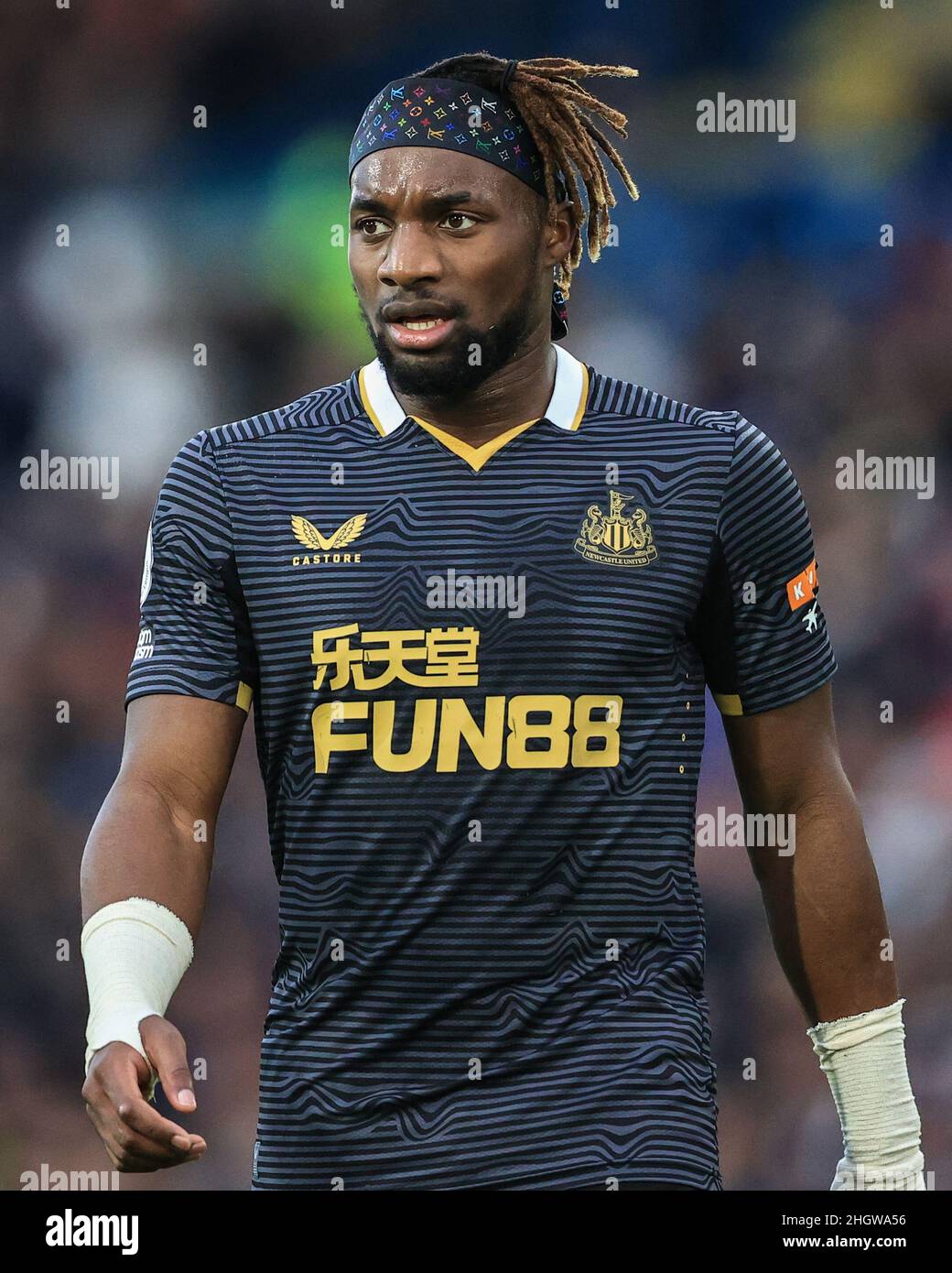 Leeds, UK. 22nd Jan, 2022. Allan Saint-Maximin #10 of Newcastle United during the Premier League fixture Leeds United vs Newcastle United at Elland Road, Leeds, UK, 22nd January 2022 Credit: News Images /Alamy Live News Stock Photo