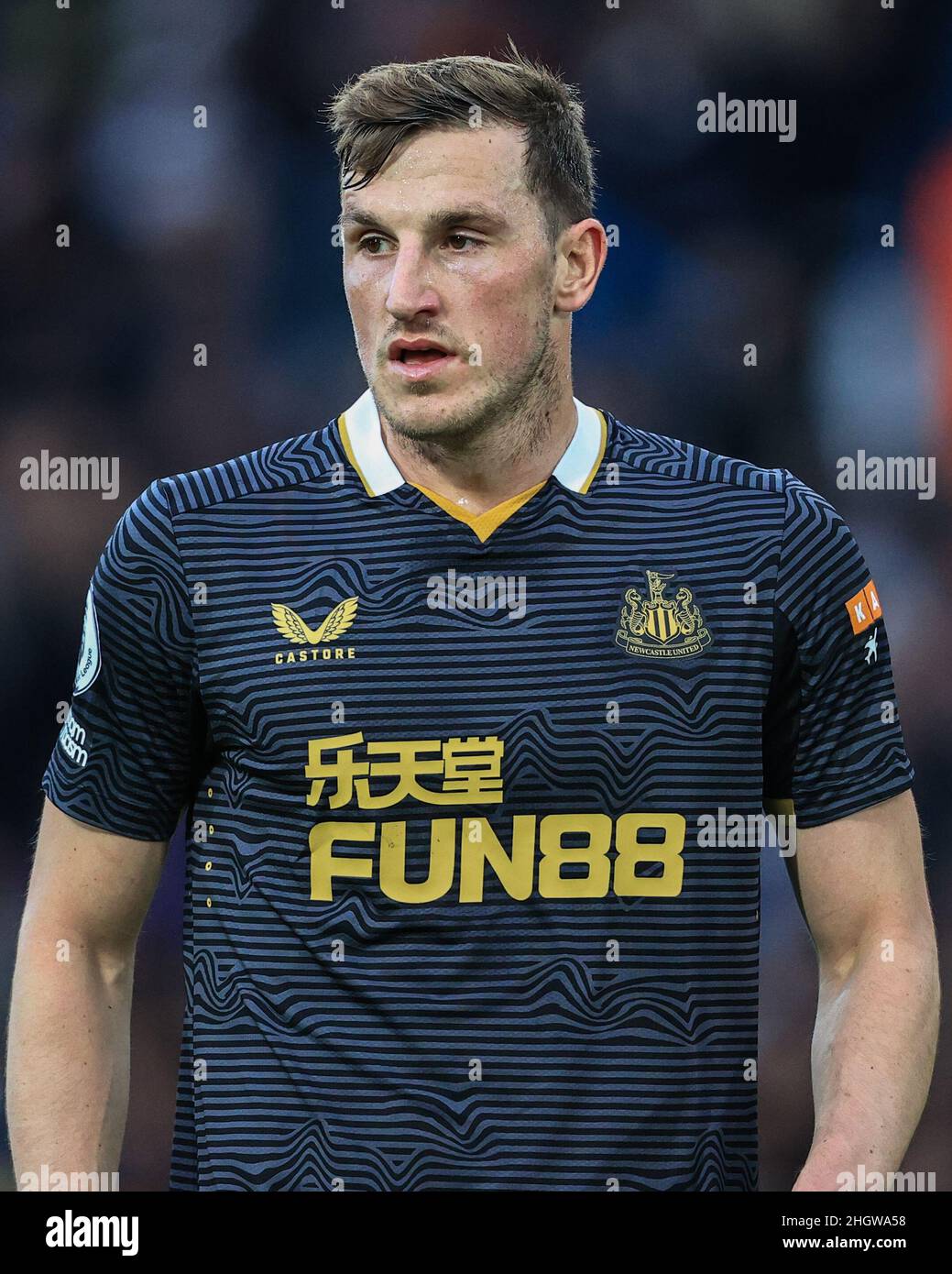 Chris Wood #20 of Newcastle United during the Premier League fixture Leeds United vs Newcastle United at Elland Road, Leeds, UK. 22nd Jan, 2022. Credit: News Images /Alamy Live News Stock Photo