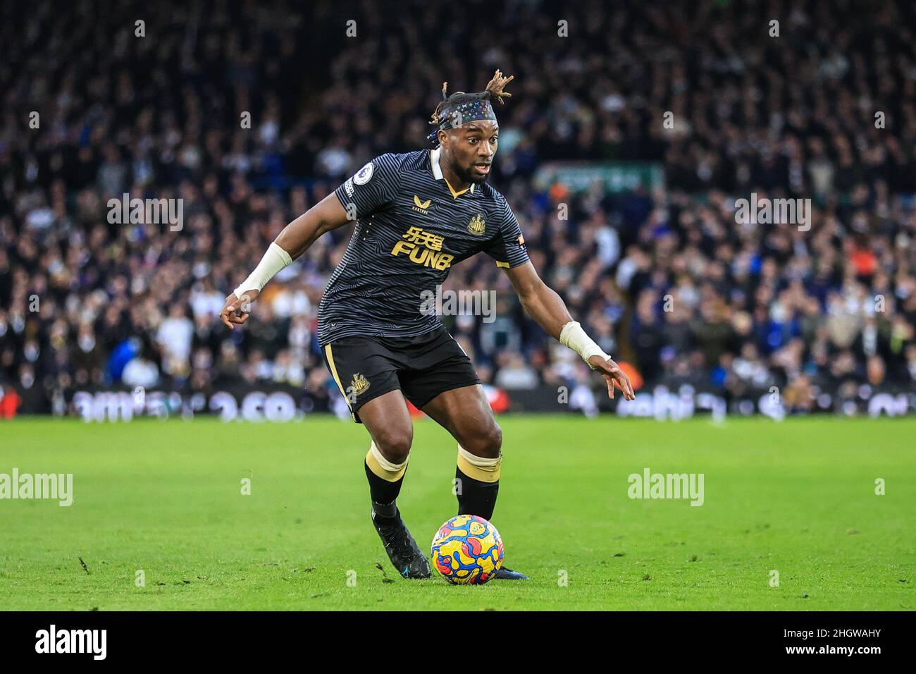 Leeds, UK. 22nd Jan, 2022. Allan Saint-Maximin #10 of Newcastle United during the Premier League fixture Leeds United vs Newcastle United at Elland Road, Leeds, UK, 22nd January 2022 Credit: News Images /Alamy Live News Stock Photo