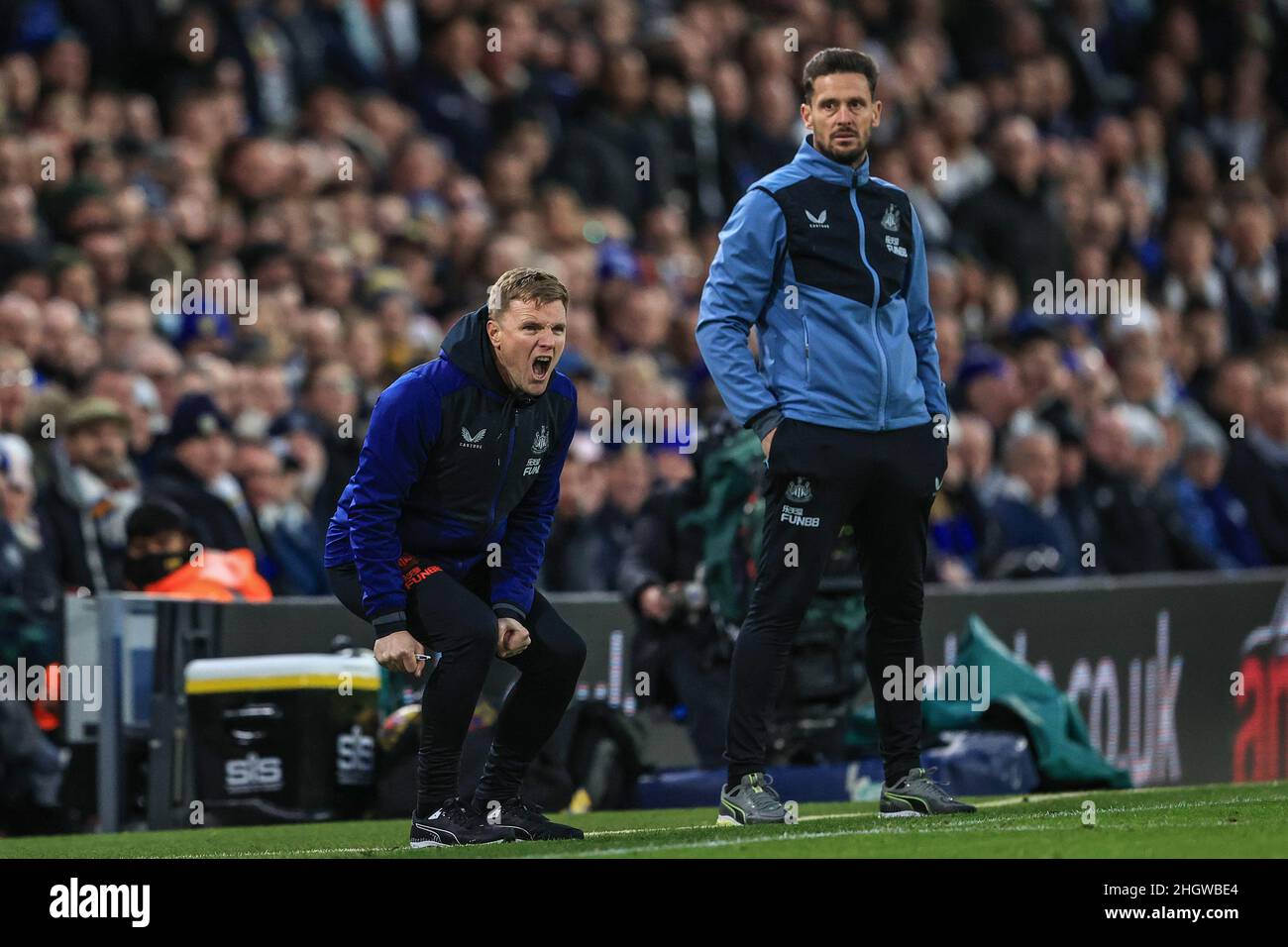 Eddie Howe manager of Newcastle United reacts Newcastle United at Elland Road, Leeds, UK. 22nd Jan, 2022. Credit: News Images /Alamy Live News Stock Photo