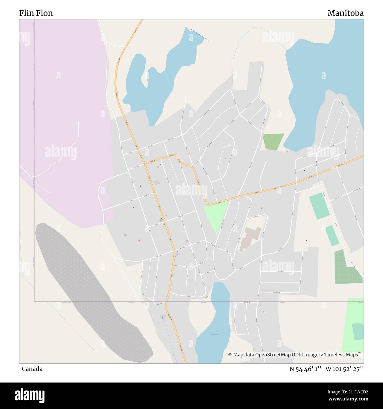 Flin Flon, Canada, Manitoba, N 54 46' 1'', W 101 52' 27'', map