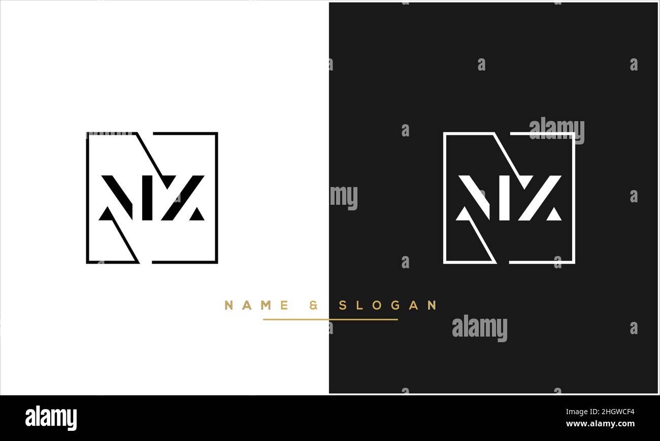 MZ, ZM Abstract Letters Logo MONOGRAM Stock Vector