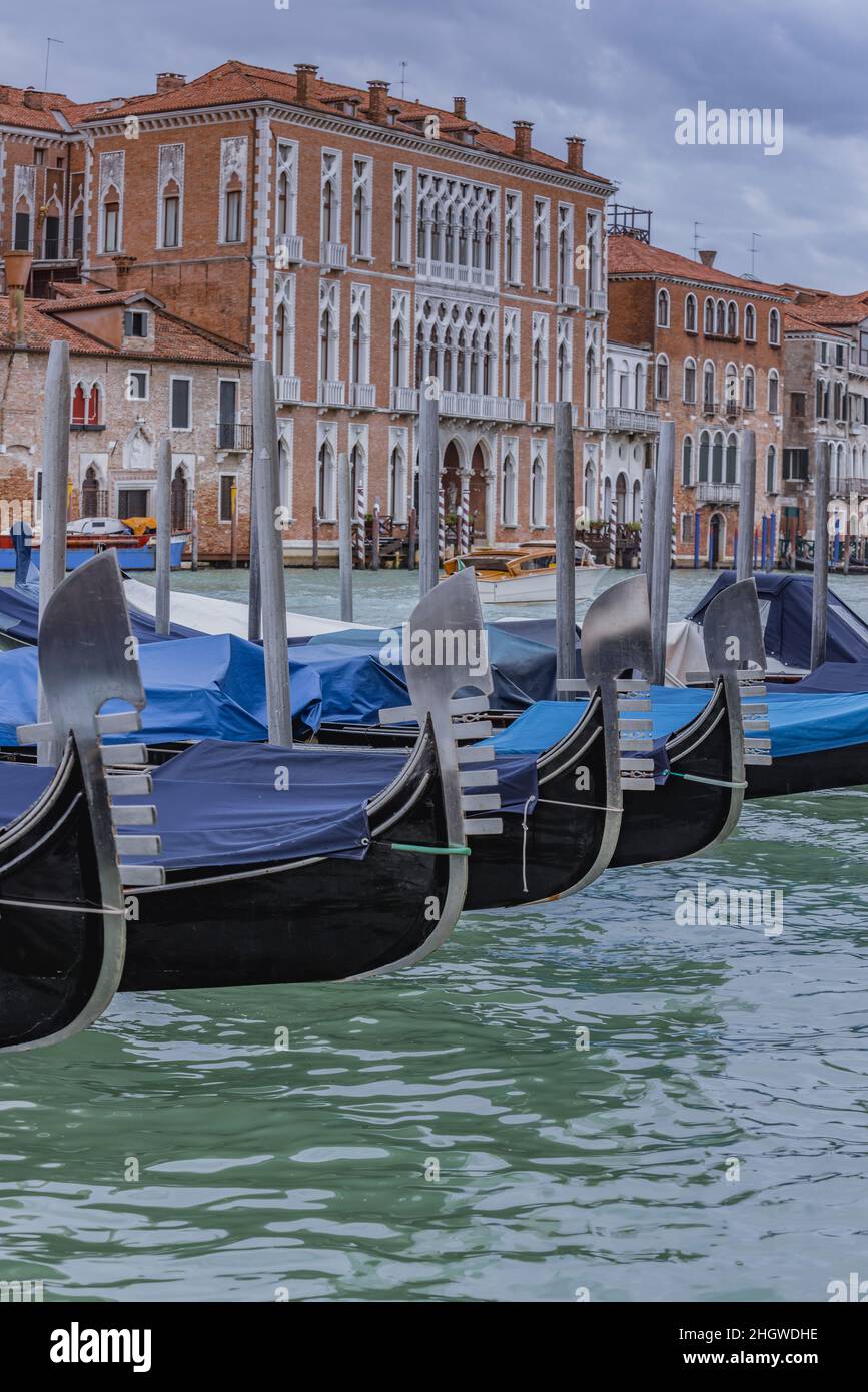 Europe, Italy, Venice, Canale Grande, Gondolas Stock Photo