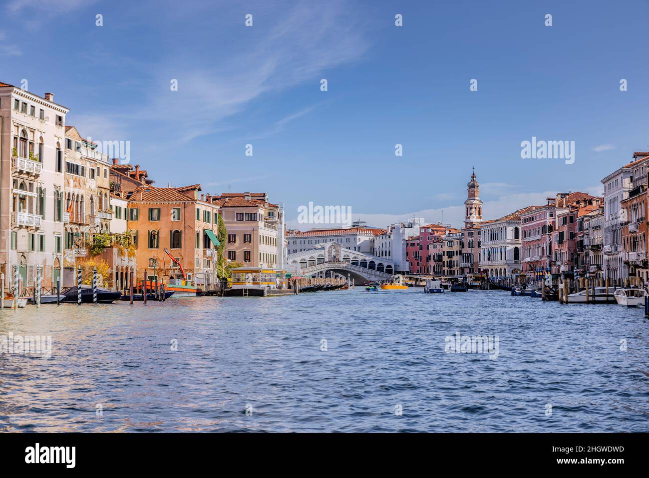 Europe, Italy, Venice, Canale Grande, Rialto Bridge Stock Photo