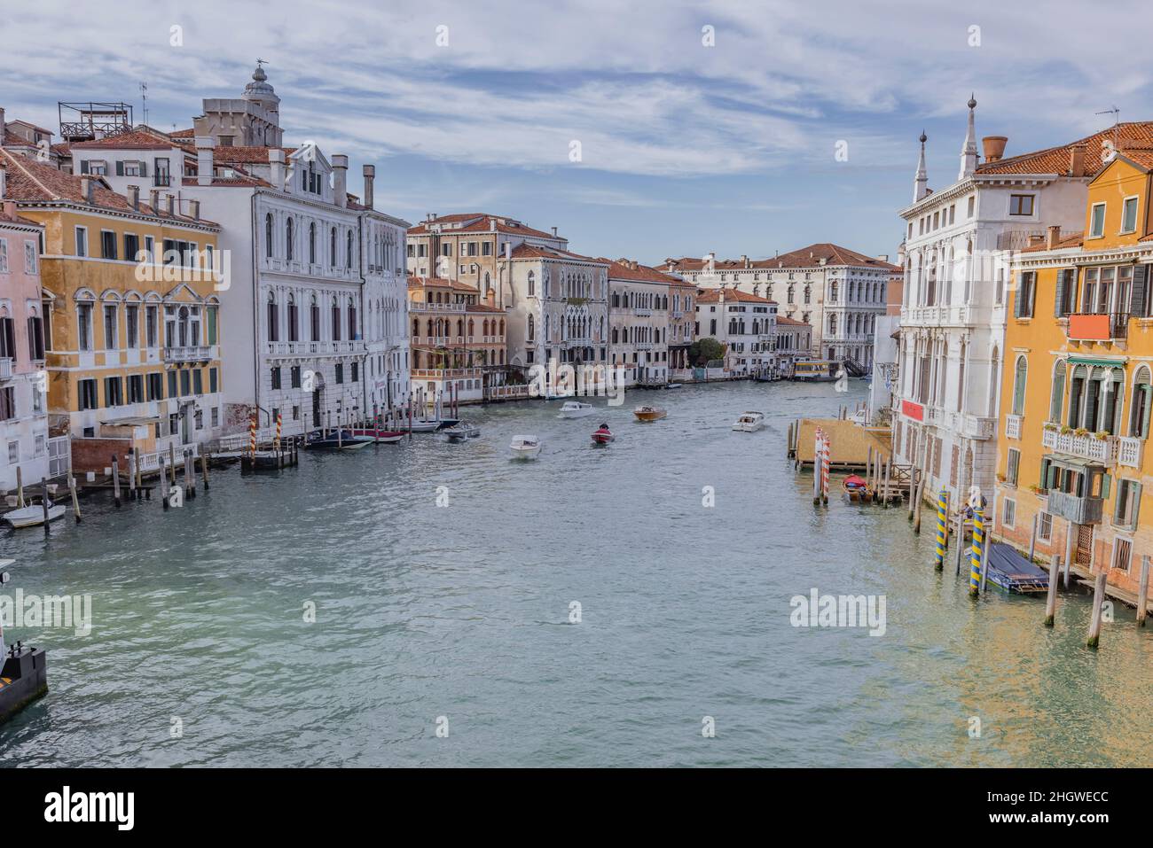Europe, Italy, Venice, View down the Grand Canal from Ponte dell'Accademia Stock Photo