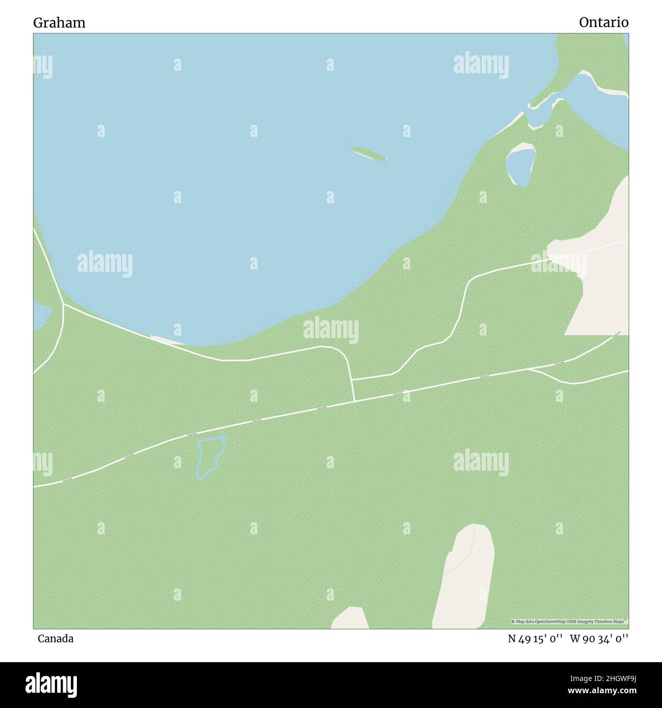 Graham, Canada, Ontario, N 49 15' 0'', W 90 34' 0'', map, Timeless Map published in 2021. Travelers, explorers and adventurers like Florence Nightingale, David Livingstone, Ernest Shackleton, Lewis and Clark and Sherlock Holmes relied on maps to plan travels to the world's most remote corners, Timeless Maps is mapping most locations on the globe, showing the achievement of great dreams Stock Photo