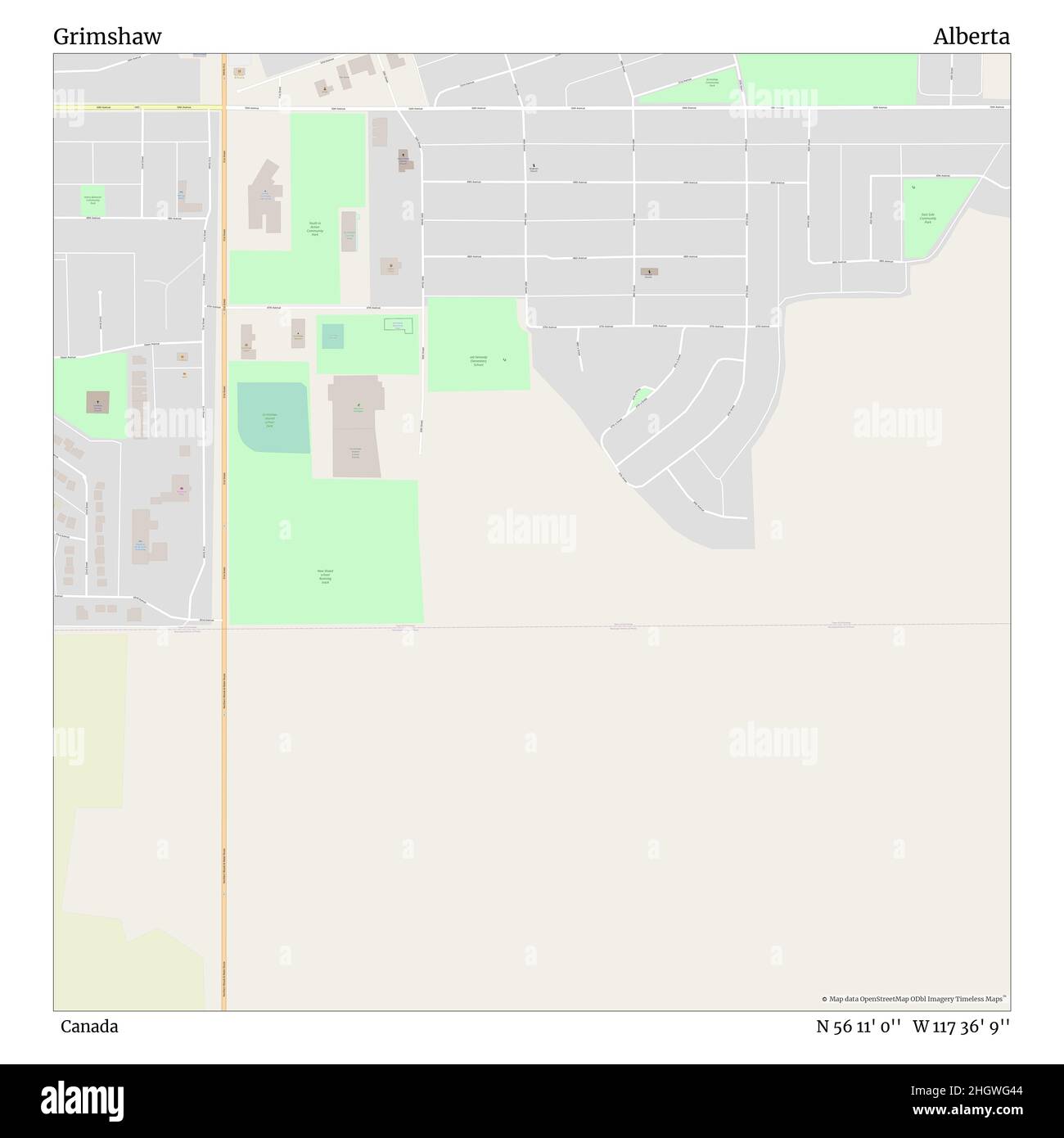 Grimshaw, Canada, Alberta, N 56 11' 0'', W 117 36' 9'', map, Timeless