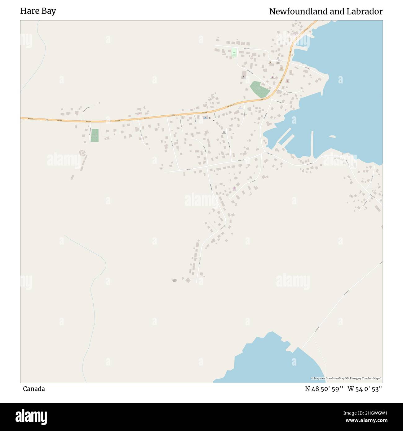 Hare Bay Newfoundland Map Hare Bay, Canada, Newfoundland And Labrador, N 48 50' 59'', W 54 0' 53'',  Map, Timeless Map Published In 2021. Travelers, Explorers And Adventurers  Like Florence Nightingale, David Livingstone, Ernest Shackleton, Lewis