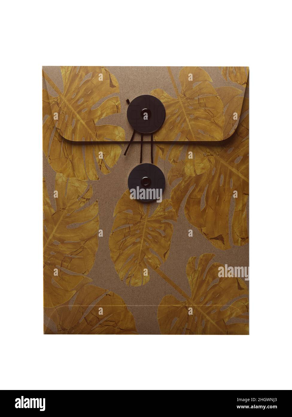 String envelope in vintage style isolated on white background. Golden ...