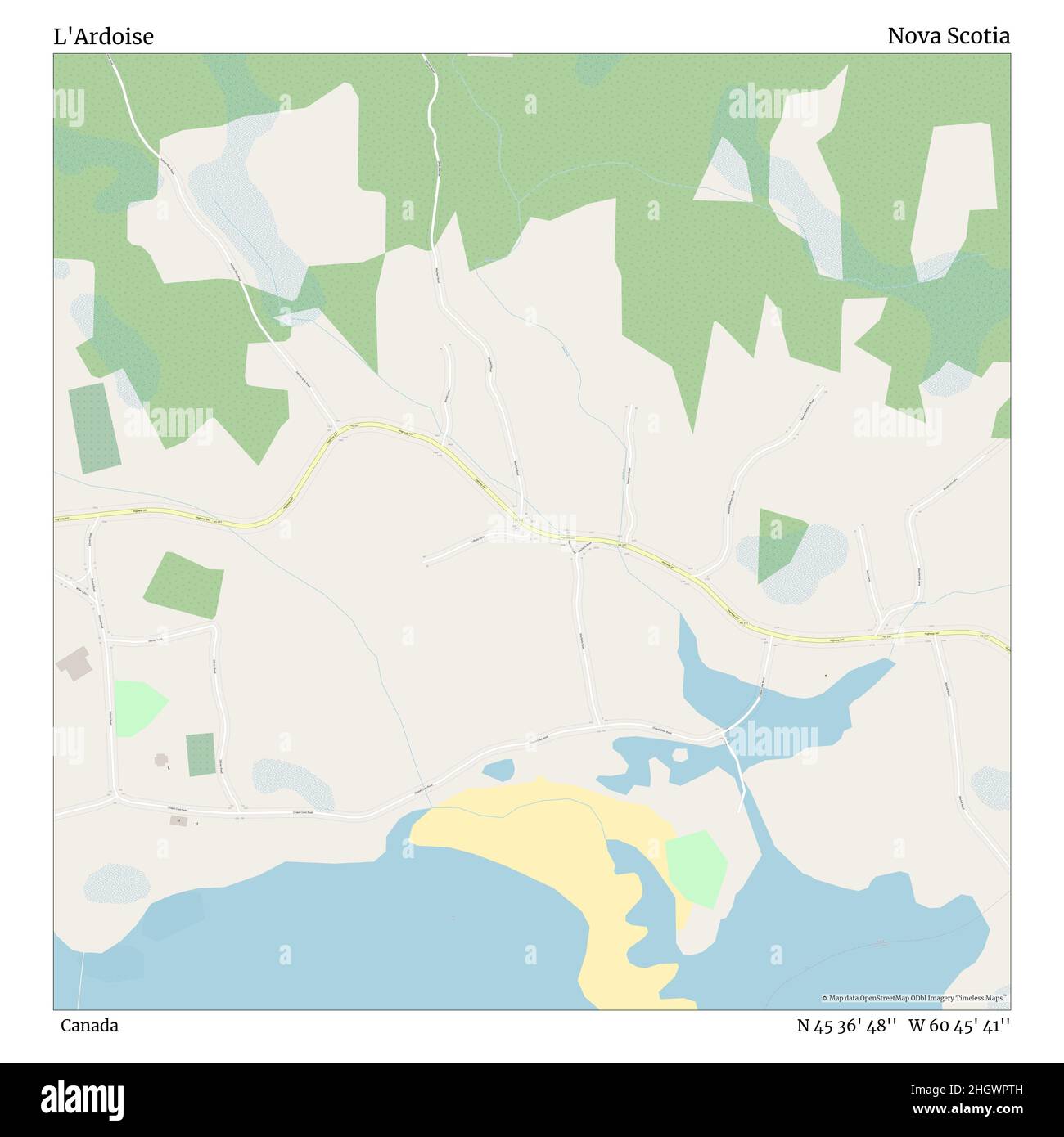 L'Ardoise, Canada, Nova Scotia, N 45 36' 48'', W 60 45' 41'', map, Timeless Map published in
