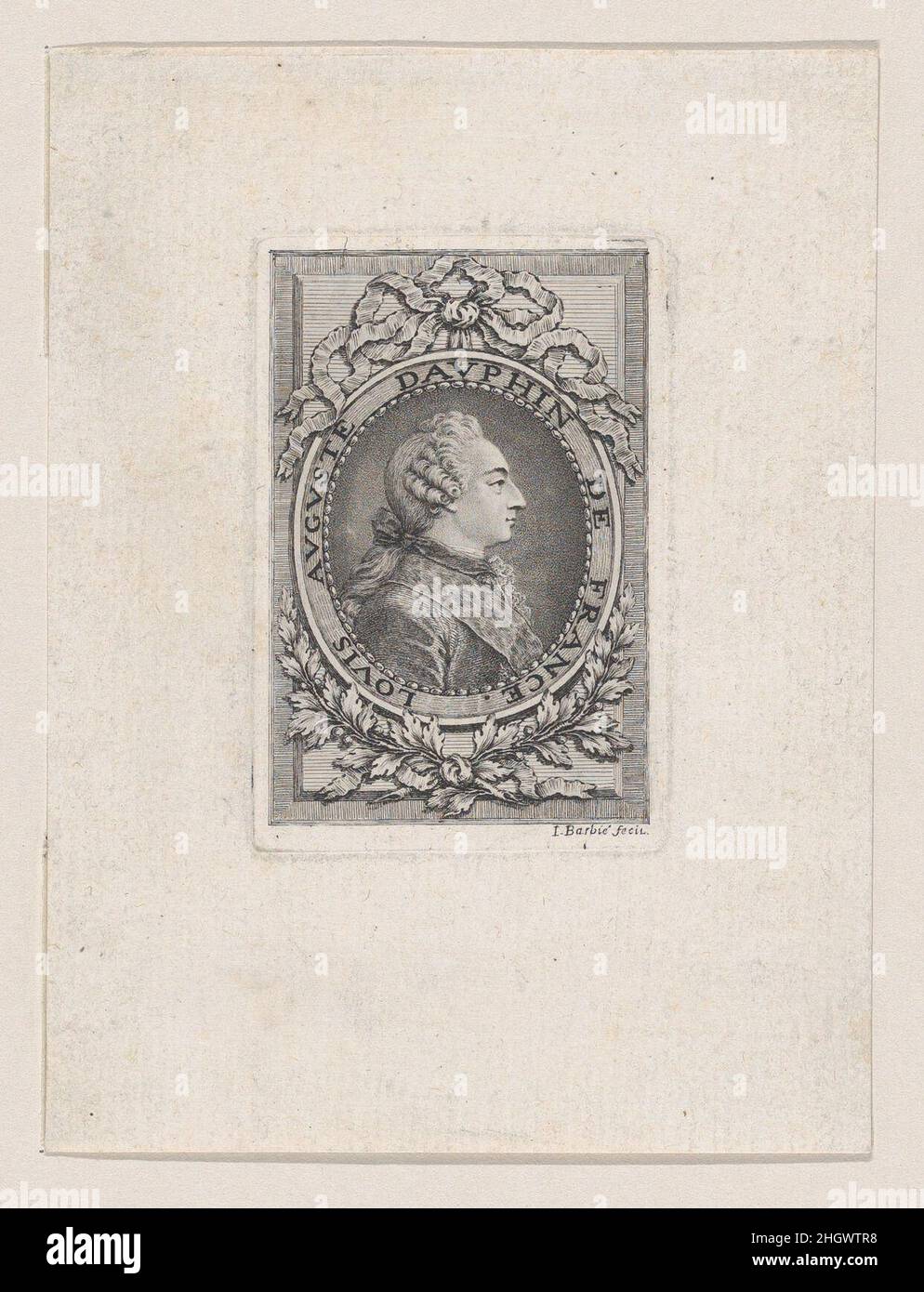 Portrait of Louis Auguste, Heir Apparent of France 1779 Jacques Barbié. Portrait of Louis Auguste, Heir Apparent of France. Jacques Barbié (French, Paris 1735–1779 Paris). 1779. Etching; very rare. Prints Stock Photo