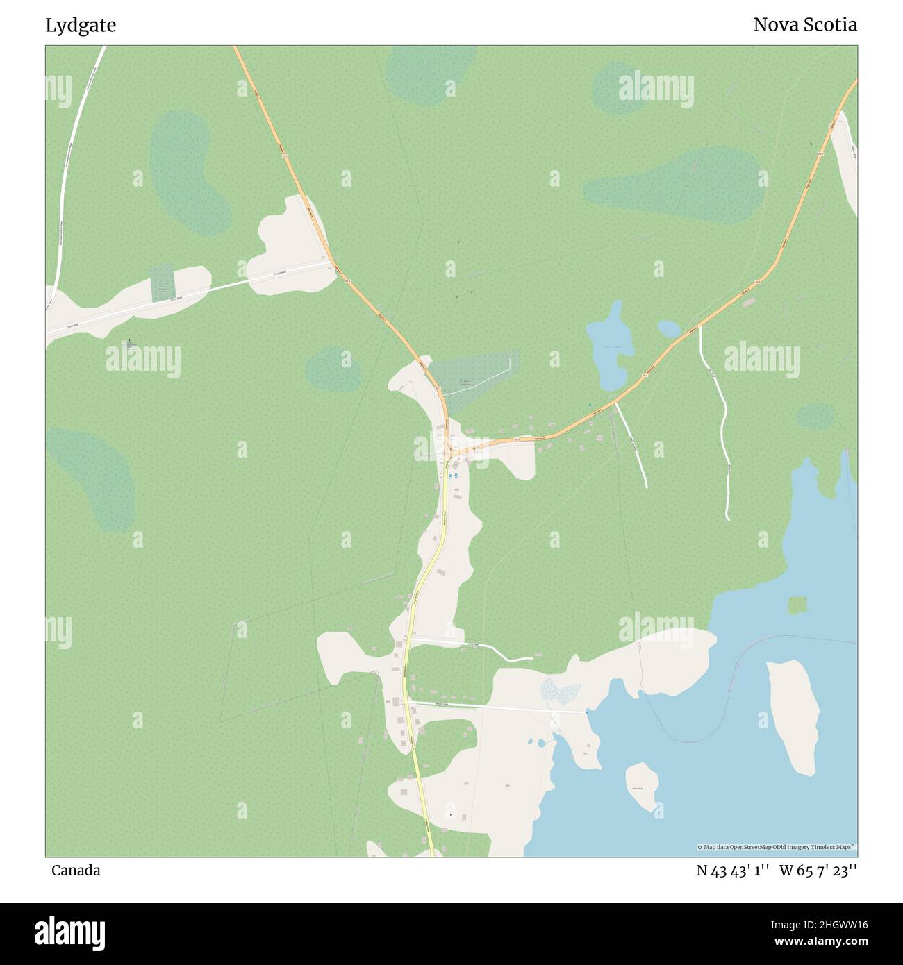 Lydgate, Canada, Nova Scotia, N 43 43' 1'', W 65 7' 23'', map, Timeless