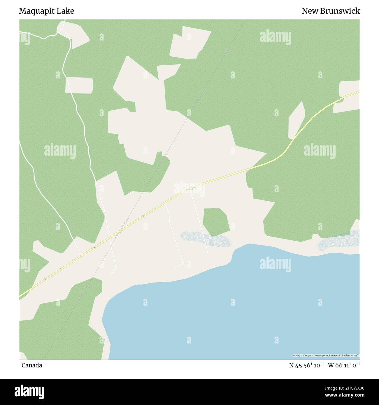 Maquapit Lake, Canada, New Brunswick, N 45 56' 10'', W 66 11' 0'', map