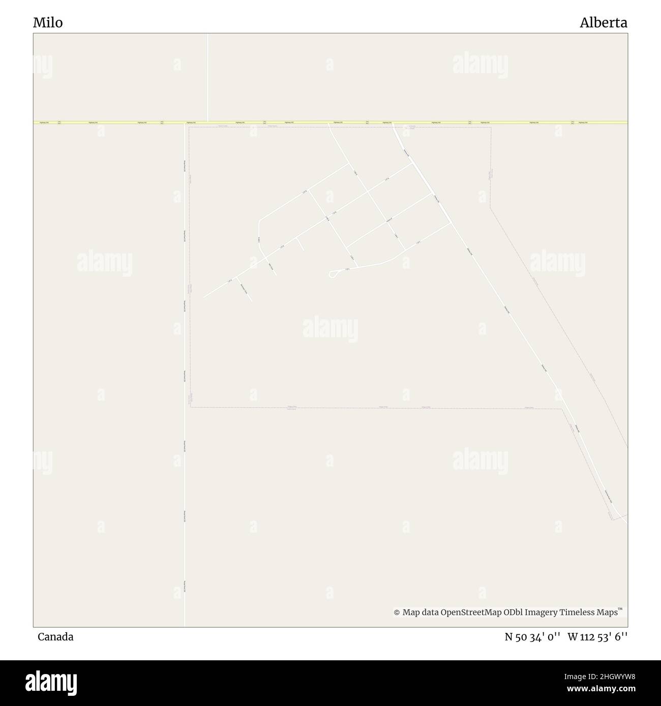 Milo, Canada, Alberta, N 50 34' 0'', W 112 53' 6'', map, Timeless Map