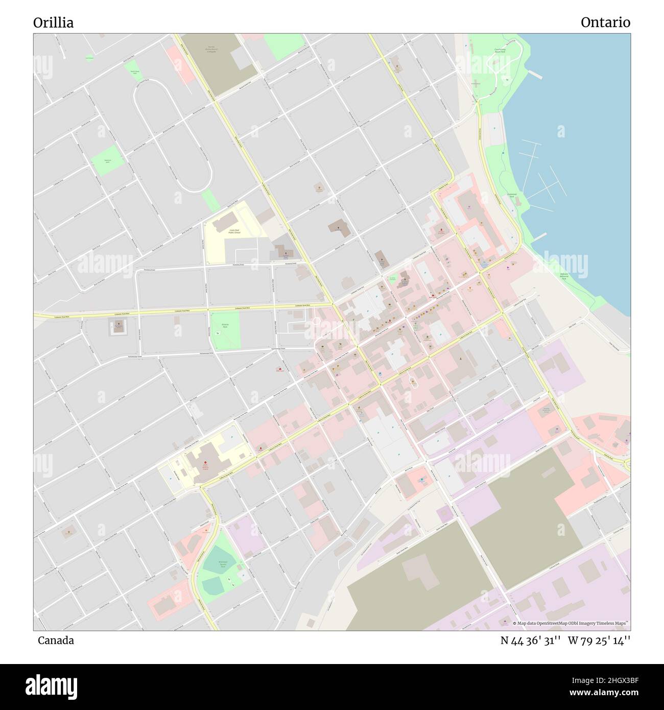 Map Of Orillia Streets Orillia, Canada, Ontario, N 44 36' 31'', W 79 25' 14'', Map, Timeless Map  Published In 2021. Travelers, Explorers And Adventurers Like Florence  Nightingale, David Livingstone, Ernest Shackleton, Lewis And Clark And