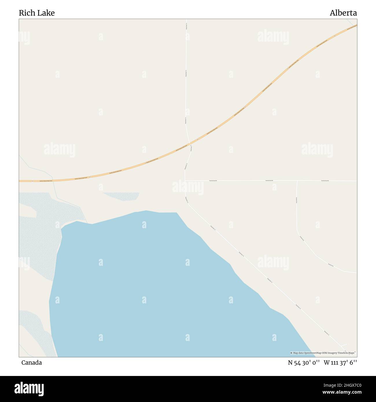Rich Lake, Canada, Alberta, N 54 30' 0'', W 111 37' 6'', map, Timeless