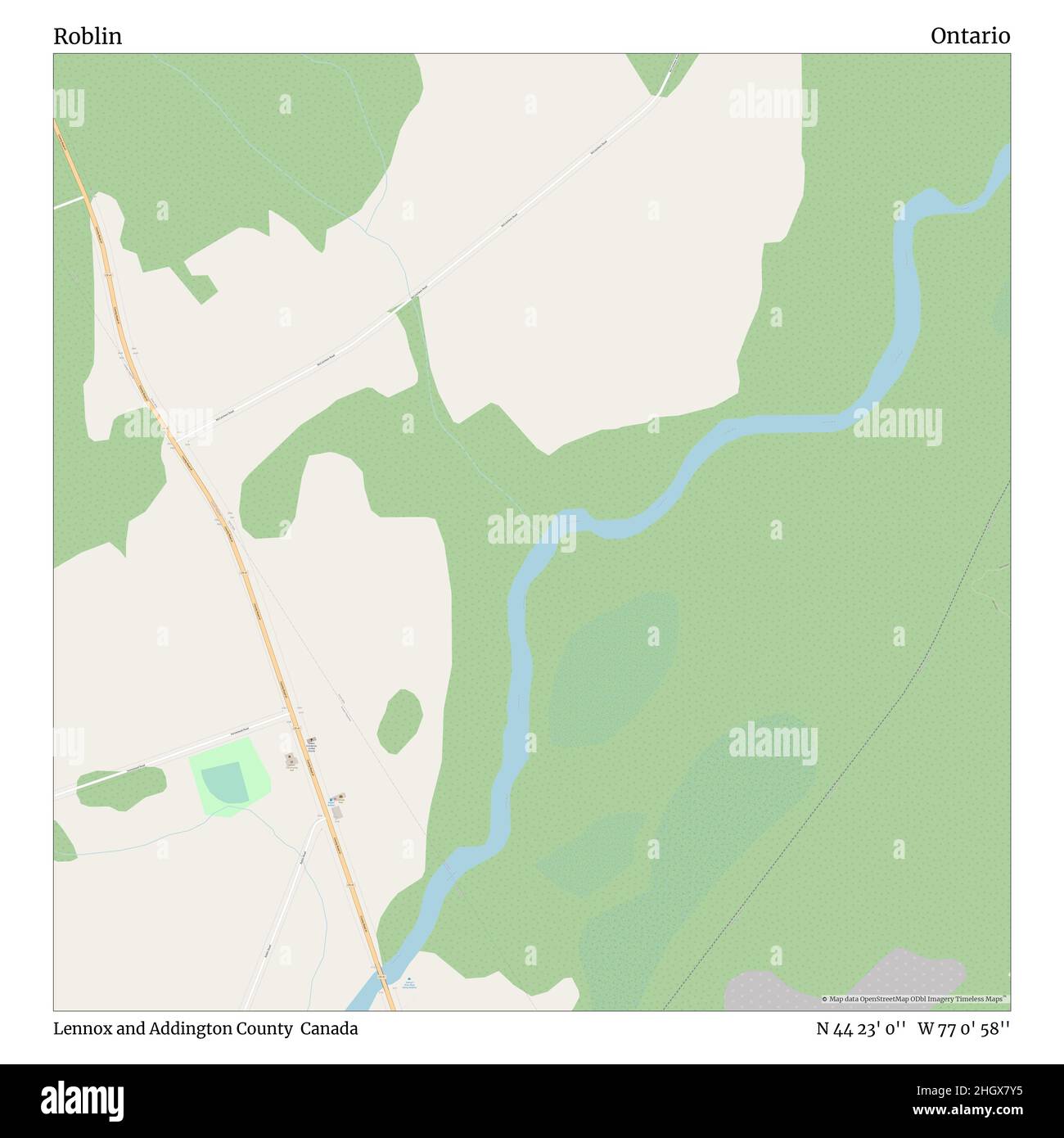 Roblin, Lennox and Addington County, Canada, Ontario, N 44 23' 0'', W