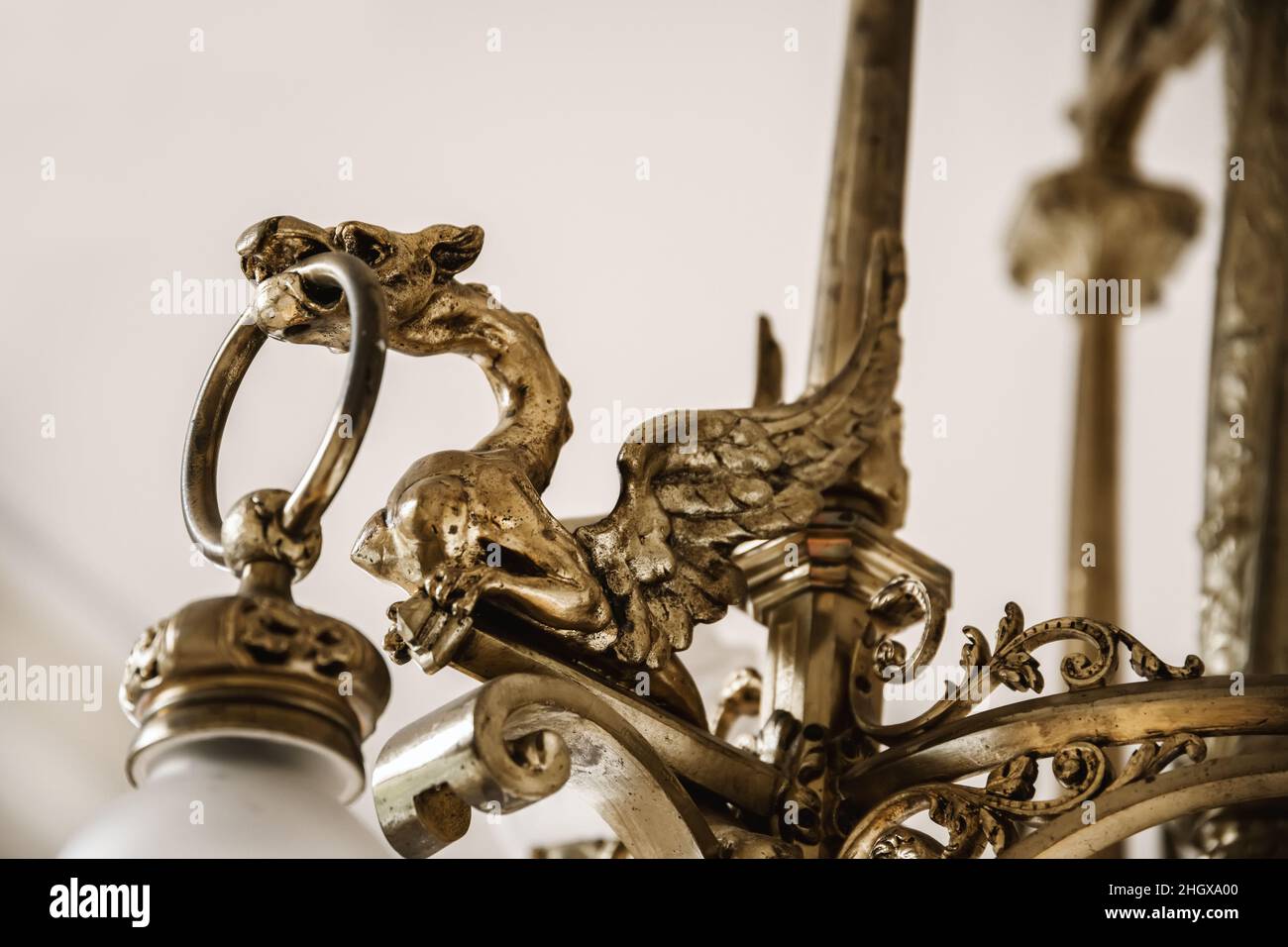 Amazing design of a luxurious chandelier in the form of a dragon