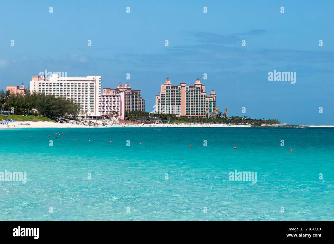 The view of Cabbage Beach transparent waters and Paradise Island