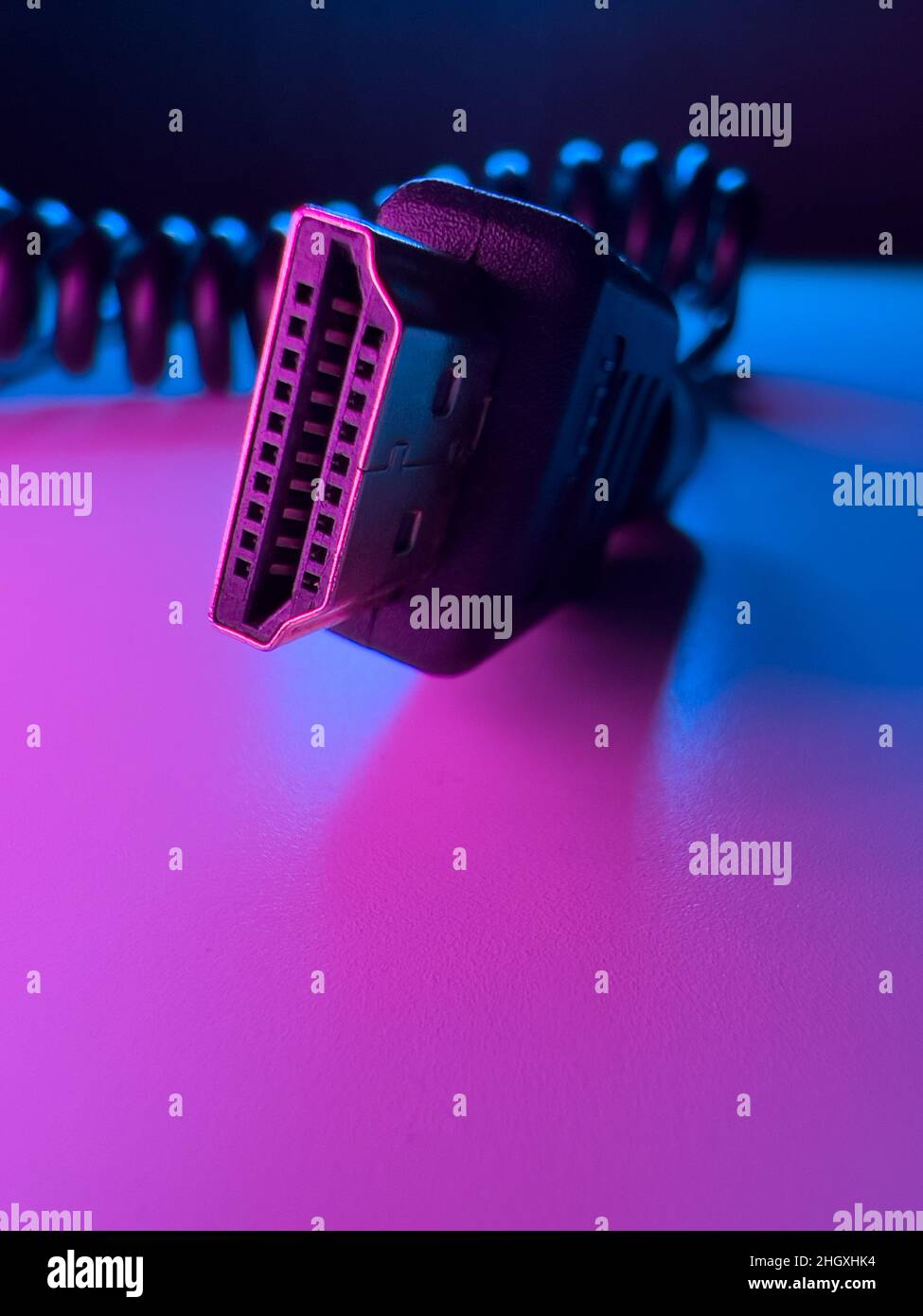 HDMI Cable and plug in a macro shot Stock Photo