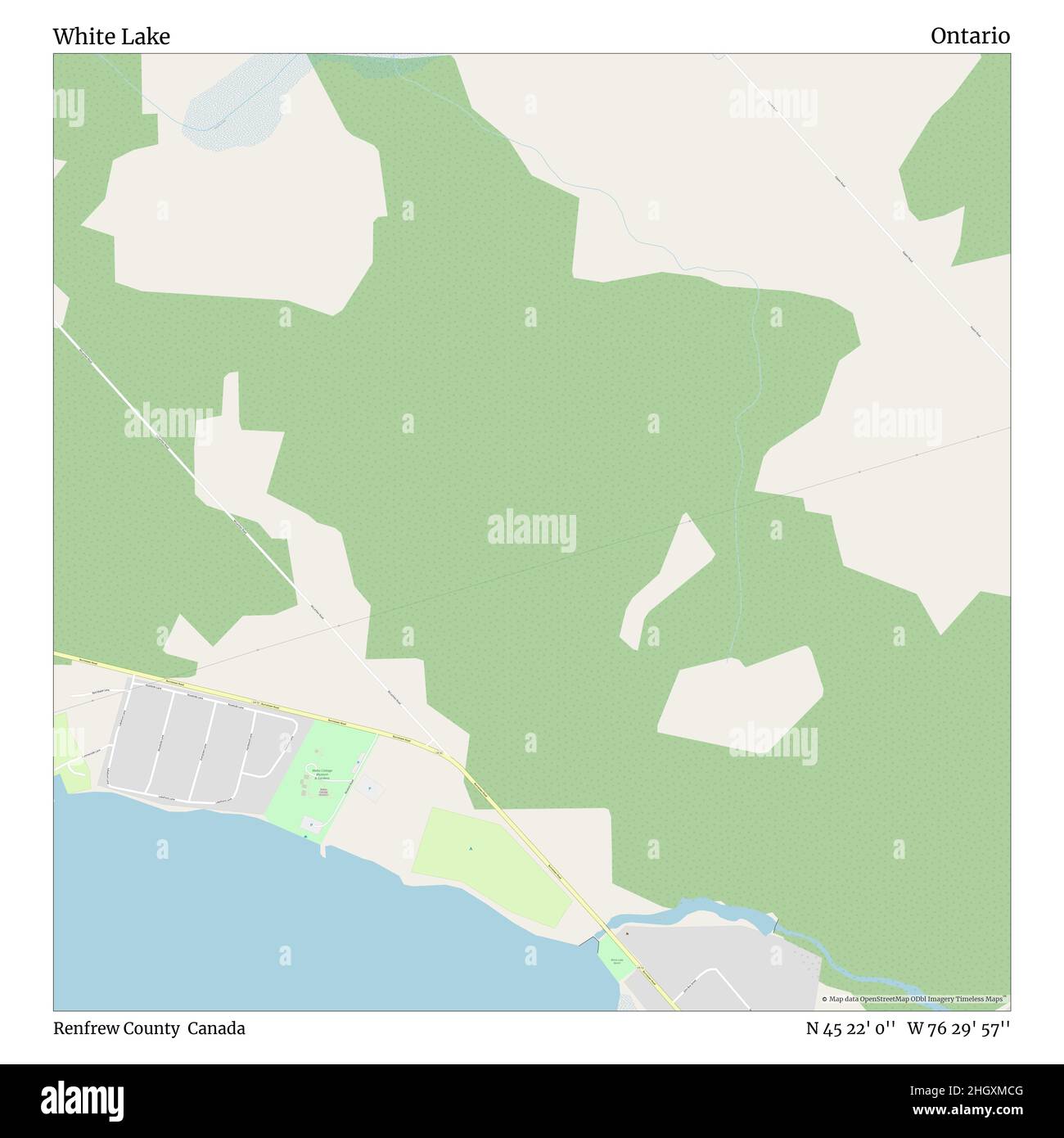 Renfrew County Geo Mapping White Lake, Renfrew County, Canada, Ontario, N 45 22' 0'', W 76 29' 57'',  Map, Timeless Map Published In 2021. Travelers, Explorers And Adventurers  Like Florence Nightingale, David Livingstone, Ernest Shackleton, Lewis