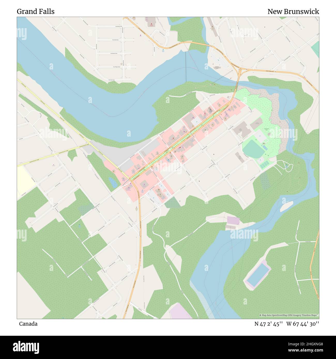 Grand Falls New Brunswick Map Grand Falls, Canada, New Brunswick, N 47 2' 45'', W 67 44' 30'', Map,  Timeless Map Published In 2021. Travelers, Explorers And Adventurers Like  Florence Nightingale, David Livingstone, Ernest Shackleton, Lewis And