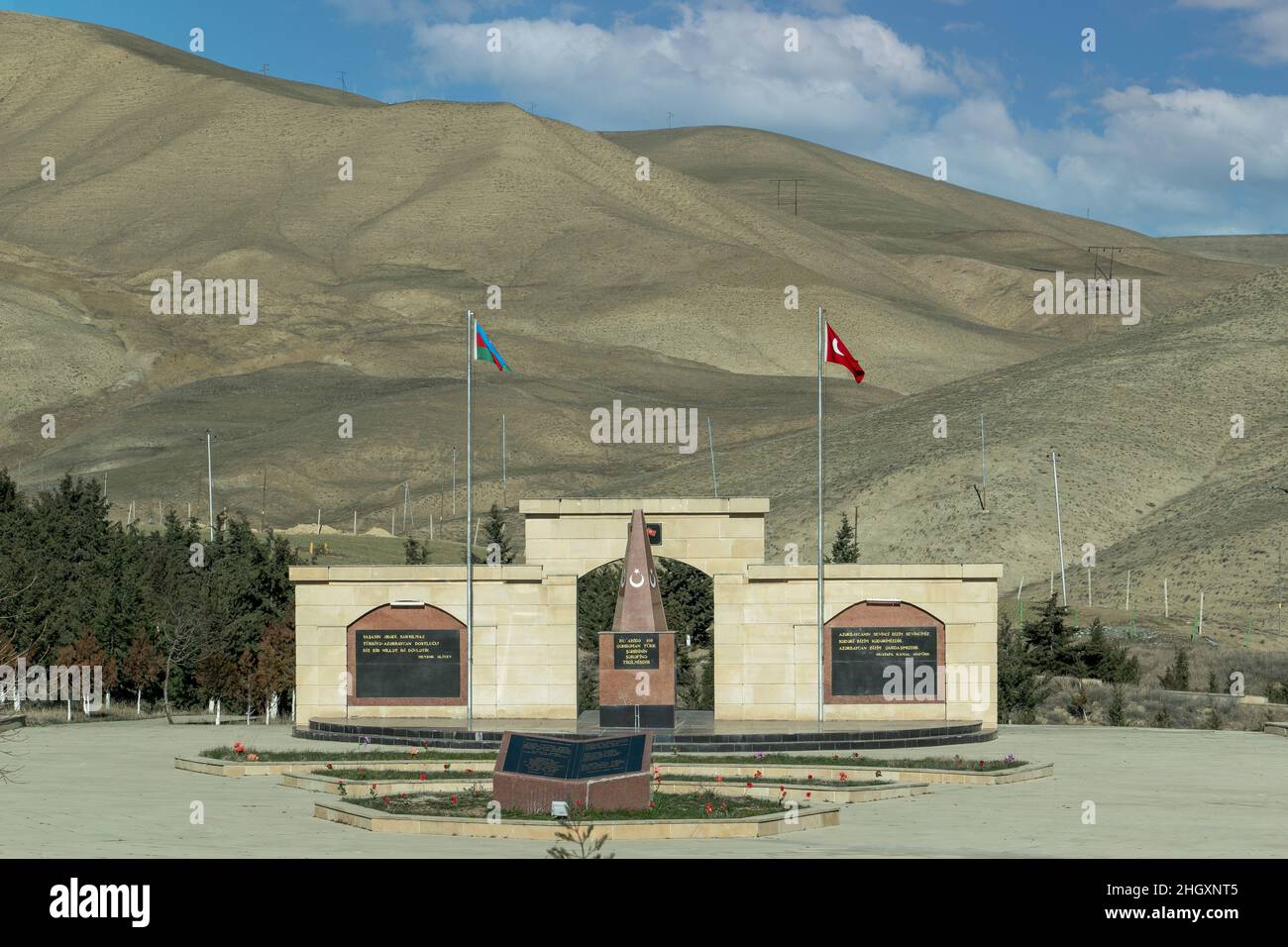 Gobustan, Azerbaijan - January 06 2022- Memorial for Turkish Martyrs in Gobustan Rayon Stock Photo