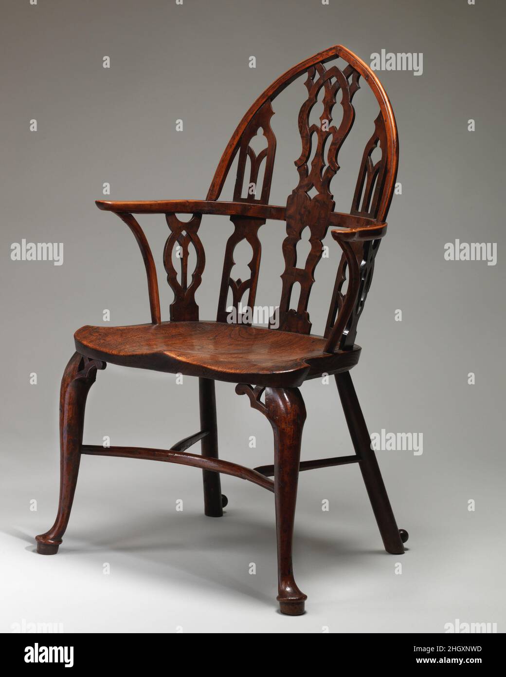 Gothic Windsor armchair (one of a pair) ca. 1760s British, Thames