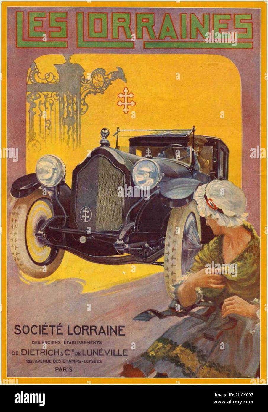 A vintage advertising poster for Lorraine Dietrich cars Stock Photo