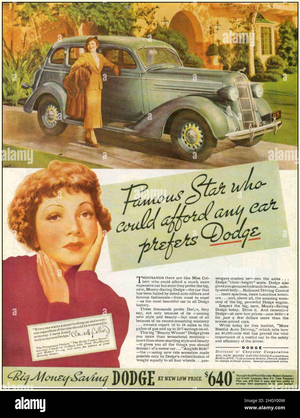 A vintage advertising poster for Dodge cars Stock Photo