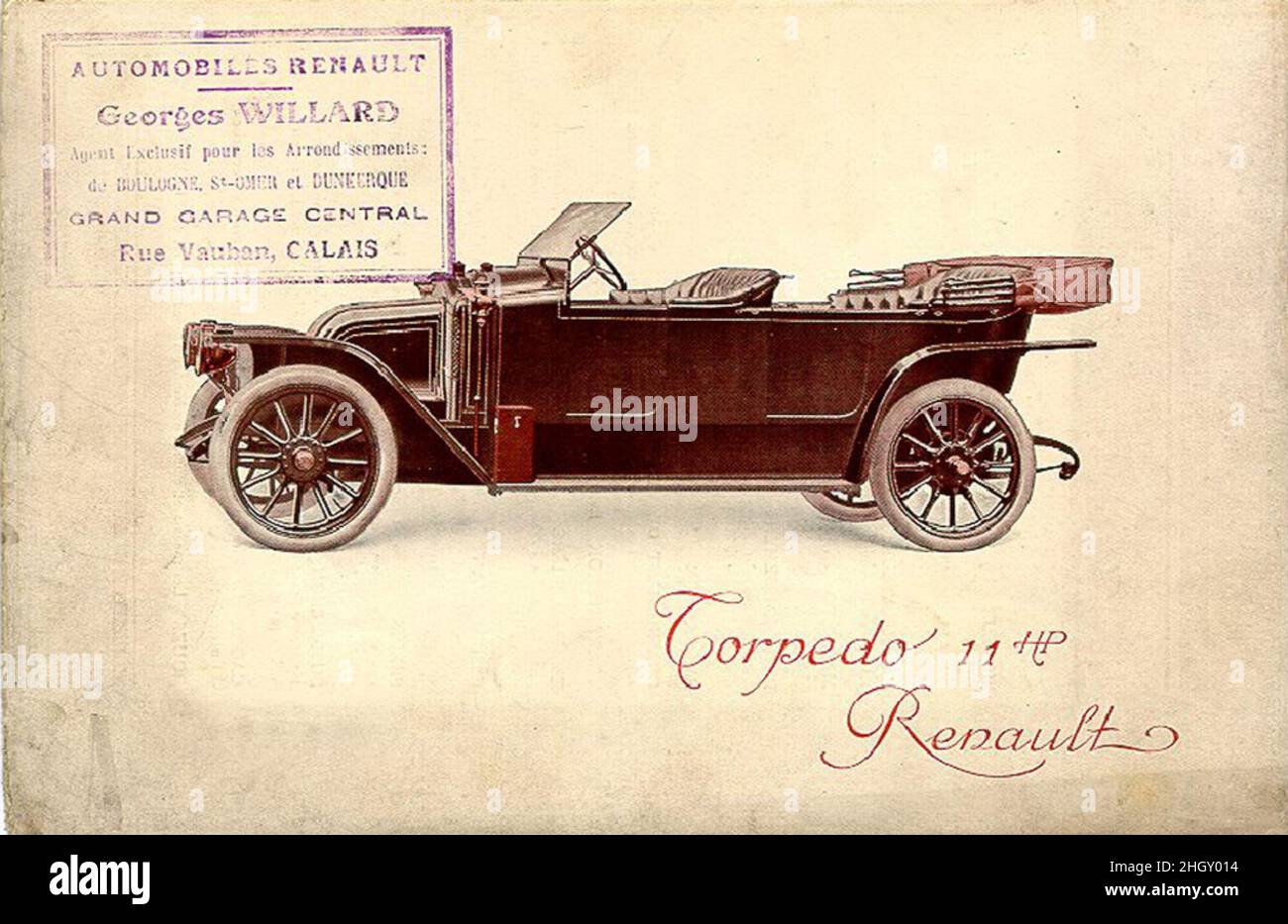 A vintage advertising poster for the Renault Torpedo car Stock Photo