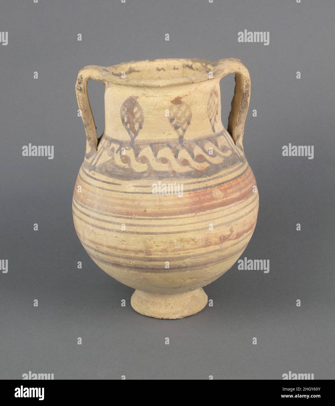 Amphoriskos 600–480 B.C. Cypriot Wide-mouthed amphora with cable and lattice ornament.. Amphoriskos. Cypriot. 600–480 B.C.. Terracotta. Cypro-Archaic II ?. Vases Stock Photo
