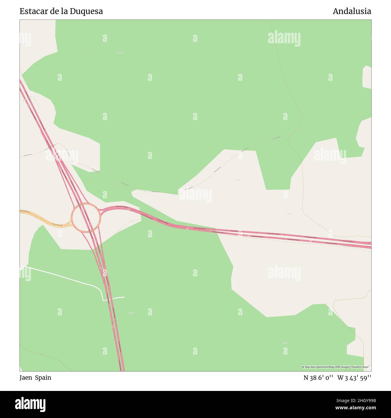 La Duquesa Spain Map Estacar De La Duquesa, Jaen, Spain, Andalusia, N 38 6' 0'', W 3 43' 59'',  Map, Timeless Map Published In 2021. Travelers, Explorers And Adventurers  Like Florence Nightingale, David Livingstone, Ernest Shackleton,