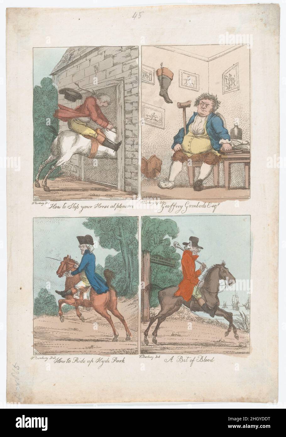 Four Scenes How to Stop your Horse at Pleasure; Geoffrey Gombado Esqr