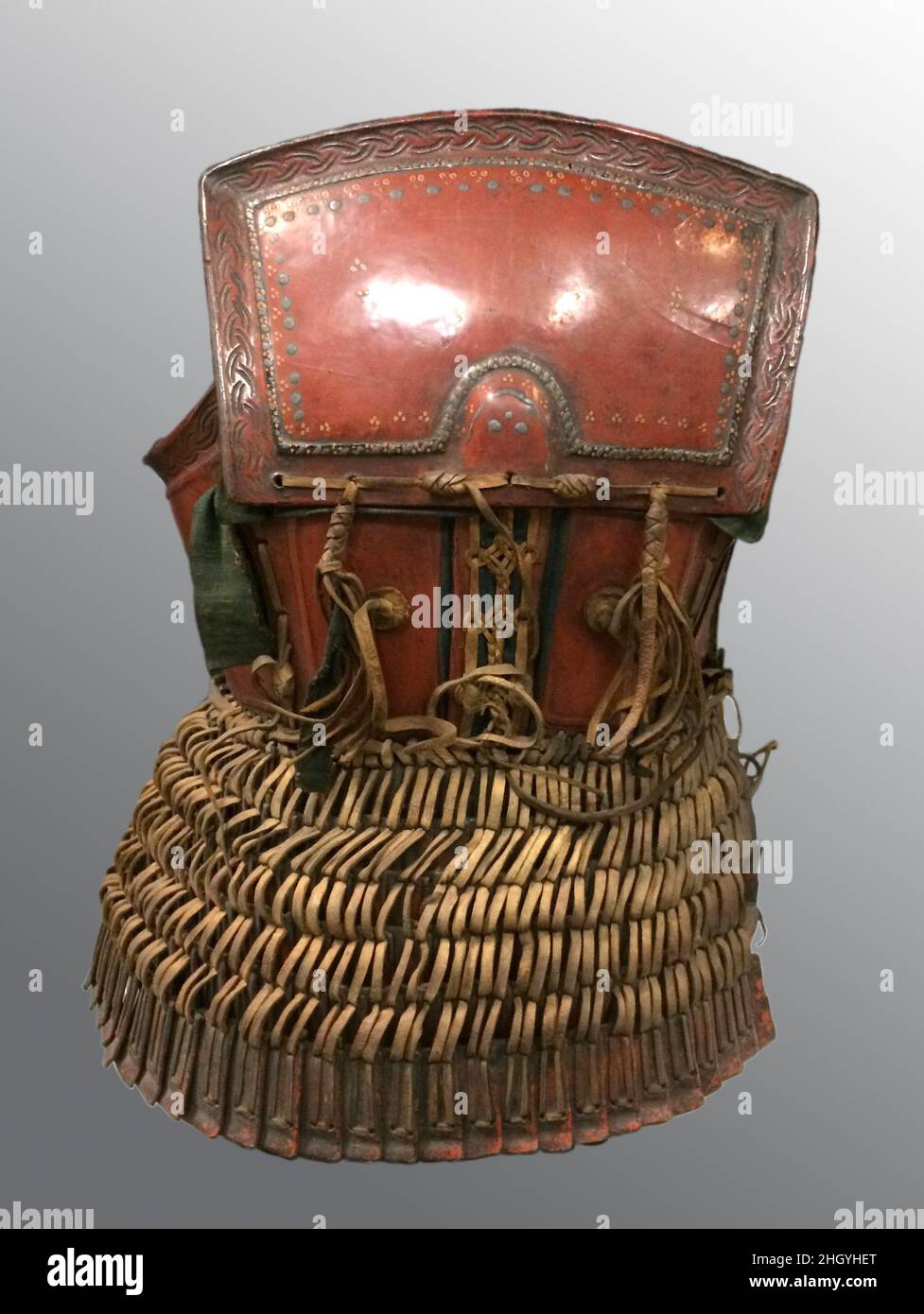 Cuirass 18th–19th century Yi or Nuosu people (Lolo). Cuirass. Yi or Nuosu people (Lolo). 18th–19th century. Wood, lacquer, leather. Sichuan. Armor Parts-Cuirasses Stock Photo