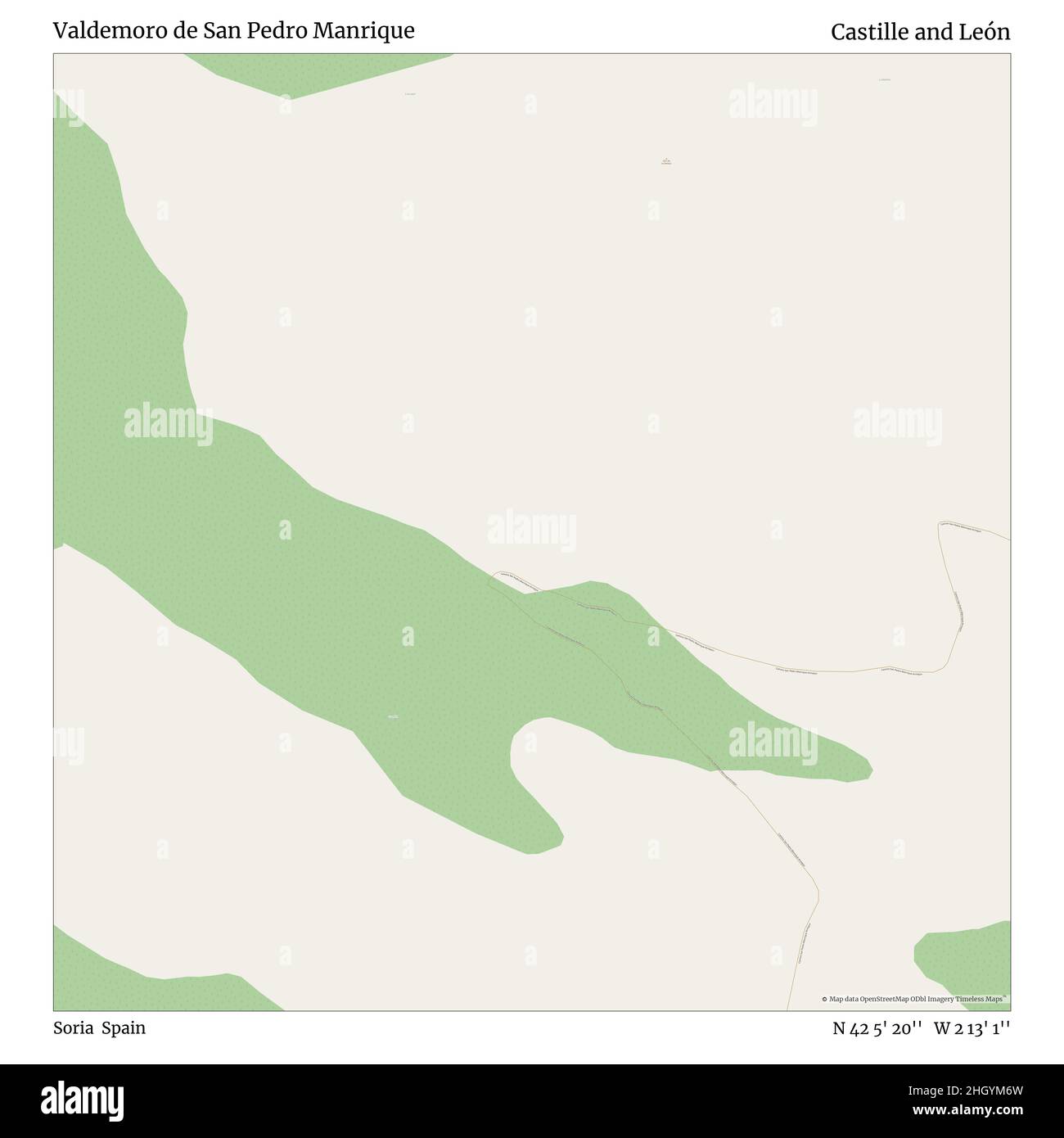 Valdemoro de San Pedro Manrique, Soria, Spain, Castille and León, N 42 5' 20'', W 2 13' 1'', map, Timeless Map published in 2021. Travelers, explorers and adventurers like Florence Nightingale, David Livingstone, Ernest Shackleton, Lewis and Clark and Sherlock Holmes relied on maps to plan travels to the world's most remote corners, Timeless Maps is mapping most locations on the globe, showing the achievement of great dreams Stock Photo