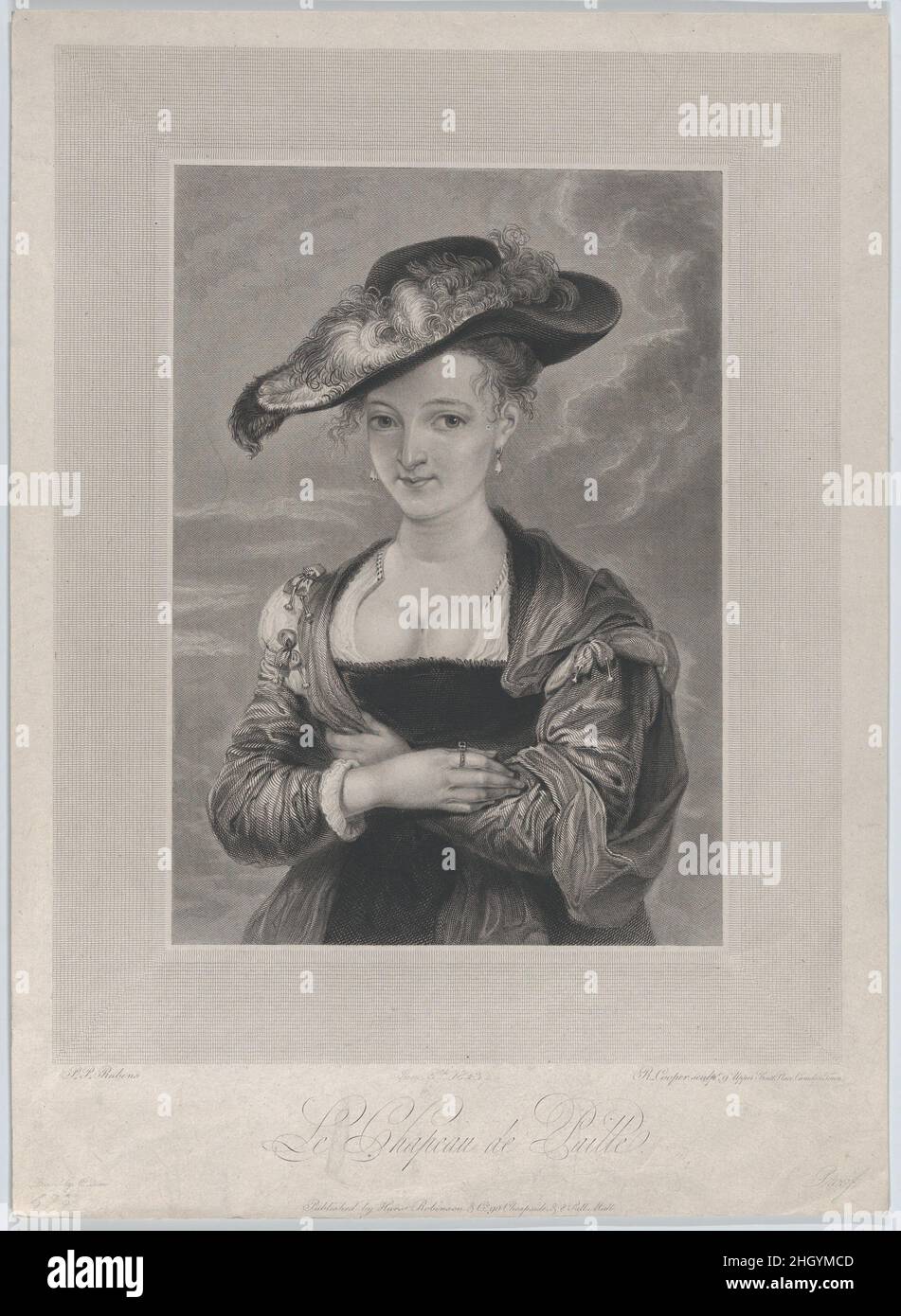 The Straw Hat (Le Chapeau de Paille), Portrait of Susanna Lunden 1823  Robert Cooper. The Straw Hat (Le Chapeau de Paille), Portrait of Susanna  Lunden. Robert Cooper (British, active 1795–1836). 1823. Engraving.