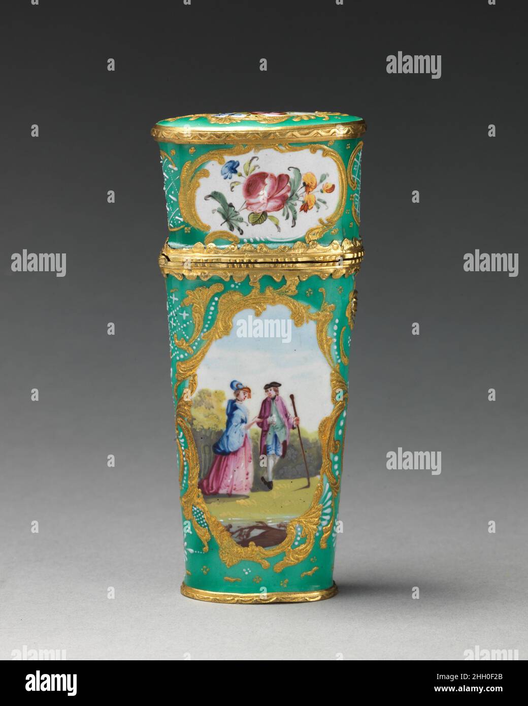 Vanity case ca. 1760–1800 British, Staffordshire. Vanity case. British, Staffordshire. ca. 1760–1800. Enameled copper. Enamels Stock Photo