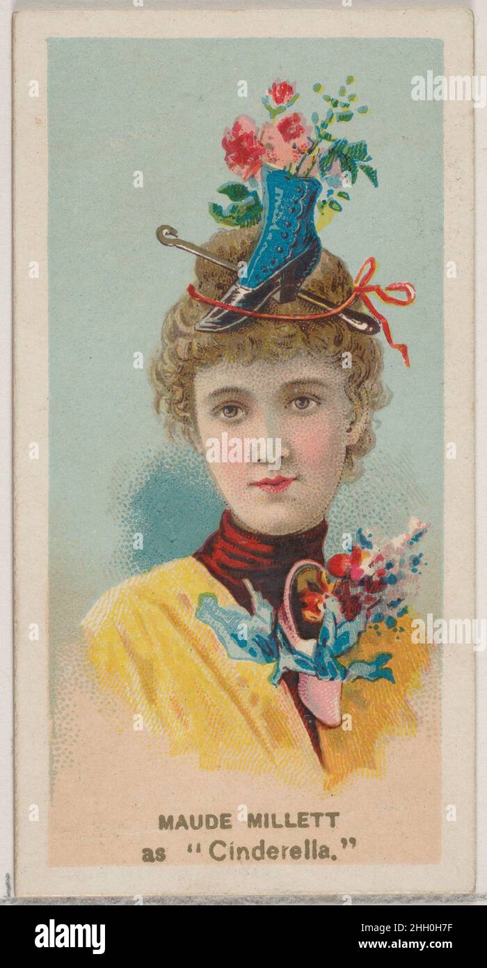 Maude Millett as 'Cinderella,' from the series Fancy Dress Ball Costumes (N73) for Duke brand cigarettes 1889 Issued by W. Duke, Sons & Co. American Trade cards from the 'Fancy Dress Ball Costumes' series (N73), issued in a set of 50 cards in 1889 to promote W. Duke Sons & Co. brand cigarettes.. Maude Millett as 'Cinderella,' from the series Fancy Dress Ball Costumes (N73) for Duke brand cigarettes. 1889. Commercial color lithograph. Issued by W. Duke, Sons & Co. (New York and Durham, N.C.) Stock Photo
