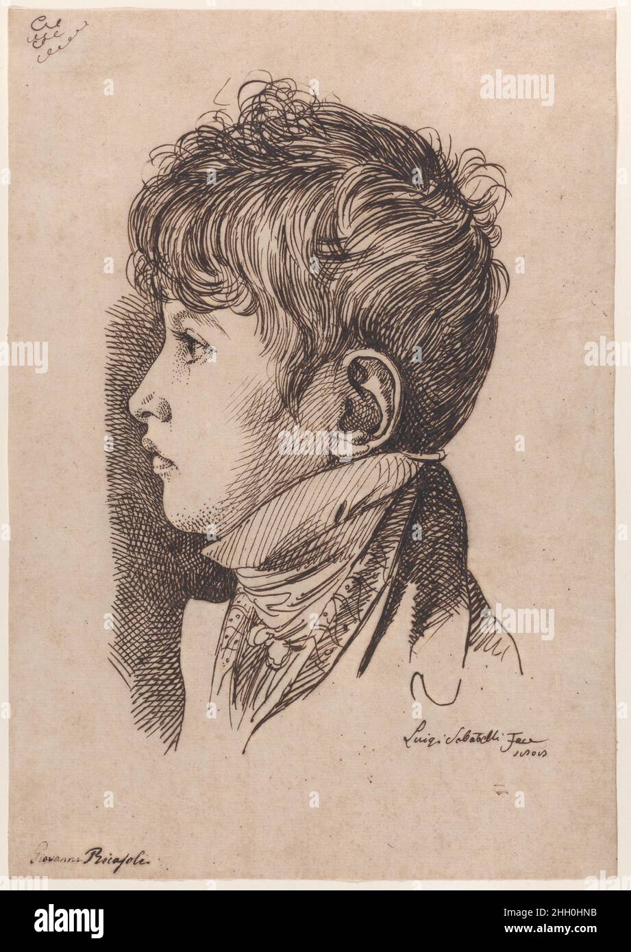 Portrait of Giovanni Ricasoli, aged 5 1808 Luigi Sabatelli Italian. Portrait of Giovanni Ricasoli, aged 5. Luigi Sabatelli (Italian, Florence 1772–1850 Milan). 1808. Pen and dark brown ink. Drawings Stock Photo
