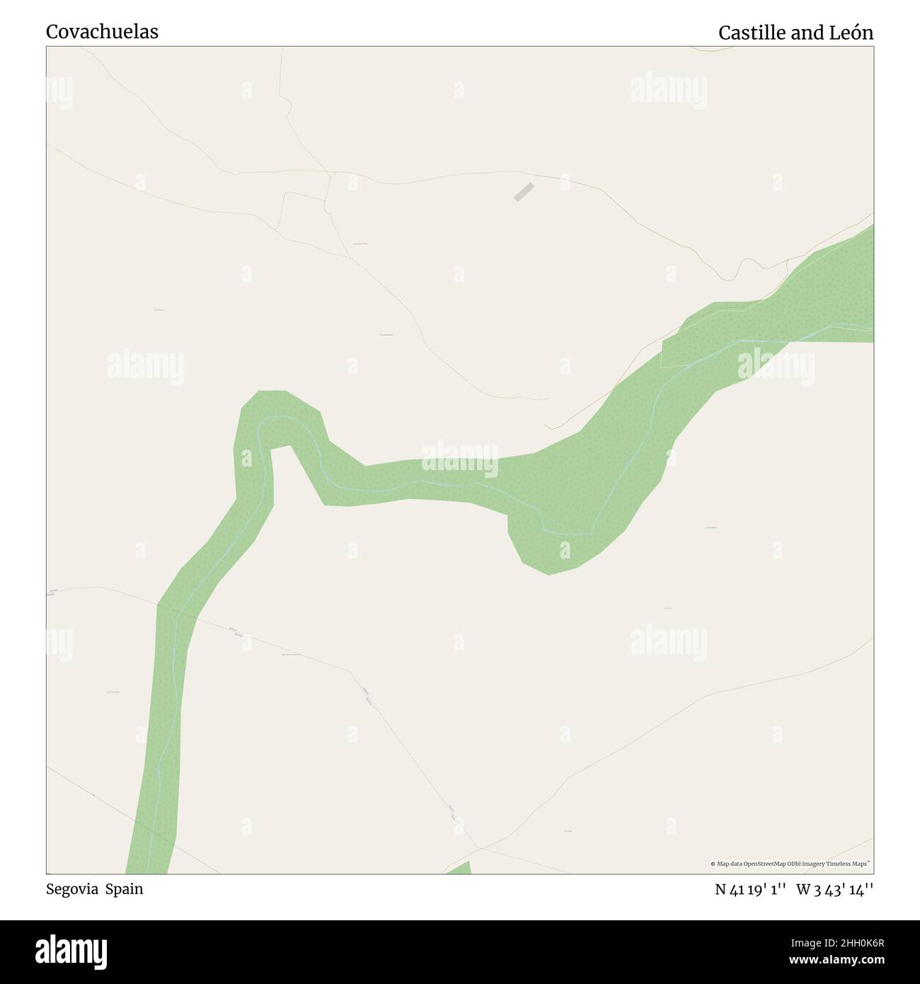 Covachuelas, Segovia, Spain, Castille and León, N 41 19' 1'', W 3 43' 14'', map, Timeless Map published in 2021. Travelers, explorers and adventurers like Florence Nightingale, David Livingstone, Ernest Shackleton, Lewis and Clark and Sherlock Holmes relied on maps to plan travels to the world's most remote corners, Timeless Maps is mapping most locations on the globe, showing the achievement of great dreams Stock Photo